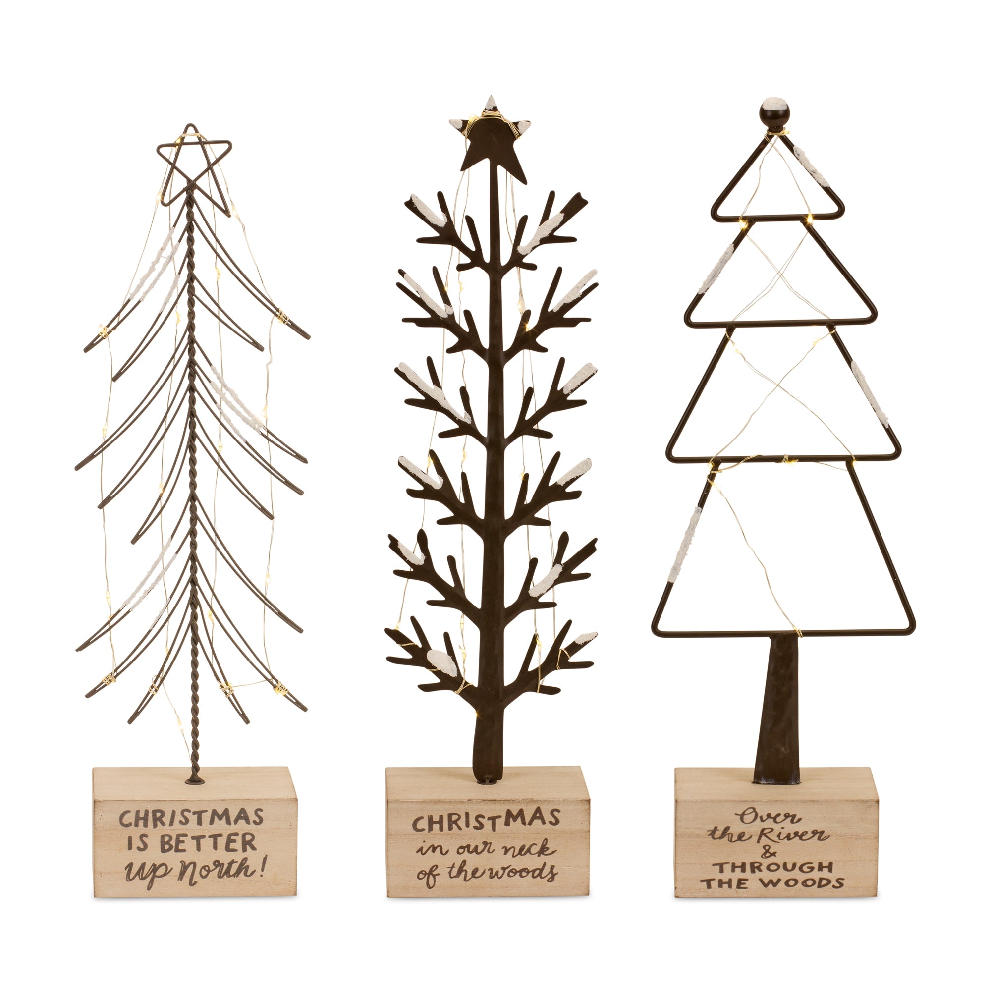 LED Christmas Tree (3 set of) 17.75"H, 18.75"H, 18.75"H MDF 2 AAA Batteries Not Included