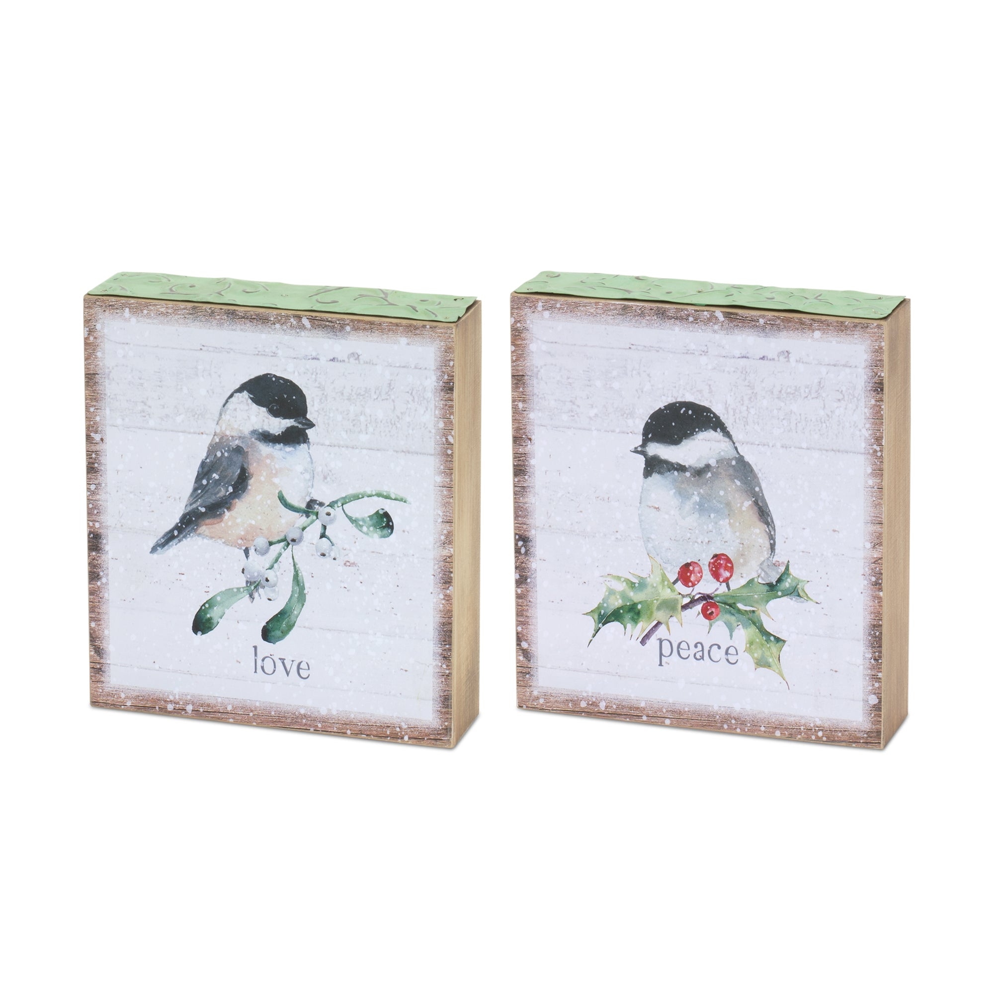 Chickadee Block Sign (2 Asst) 6”SQ Wood