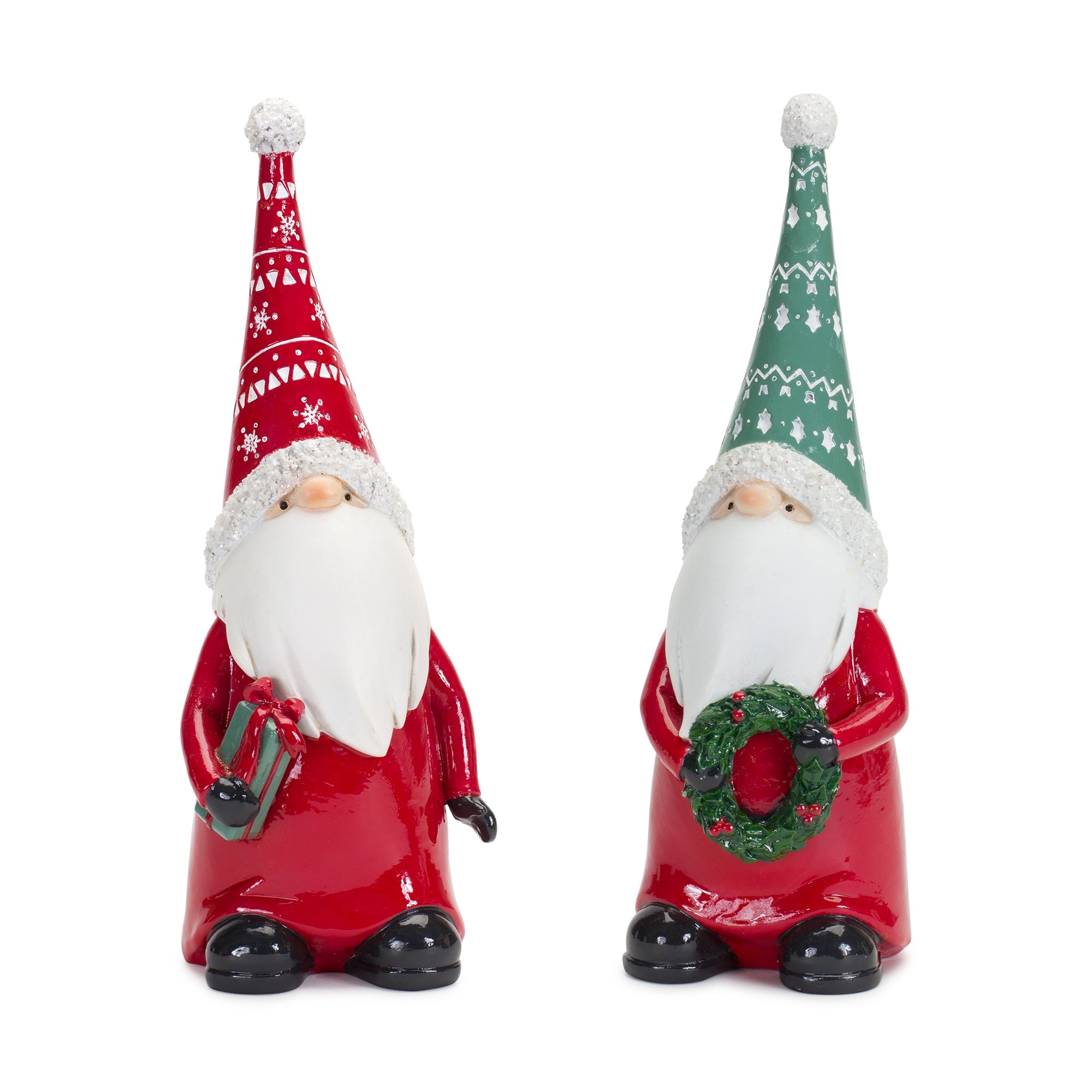 Gnome w/Wreath & Package (2 Asst) 9”H Resin