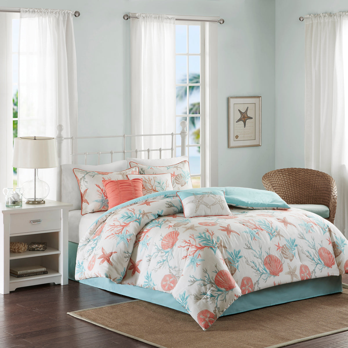 Pebble Beach 8 Piece Printed Seersucker Comforter and Quilt Set Collection