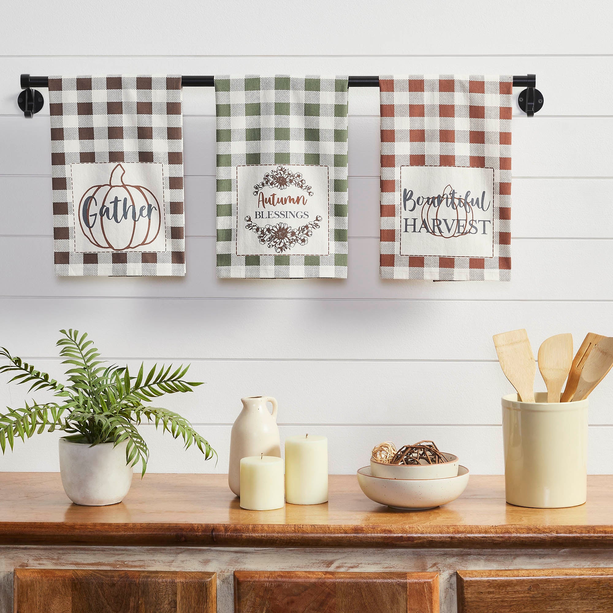 Bountifall Fall Harvest Kitchen Tea Towels Set of 3 ( Inch) Autumn Decorative Dish Towels