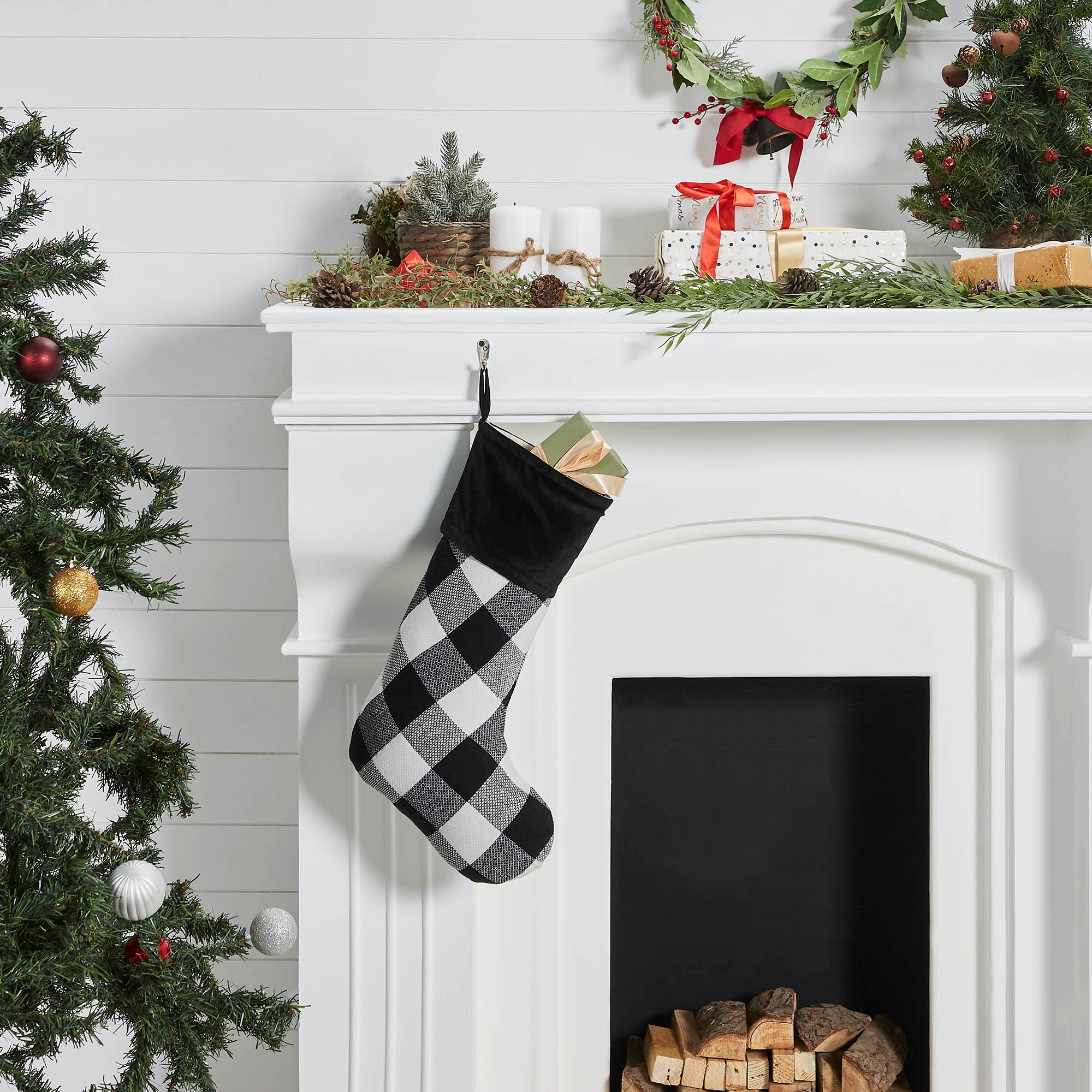 Annie Black Check Stocking