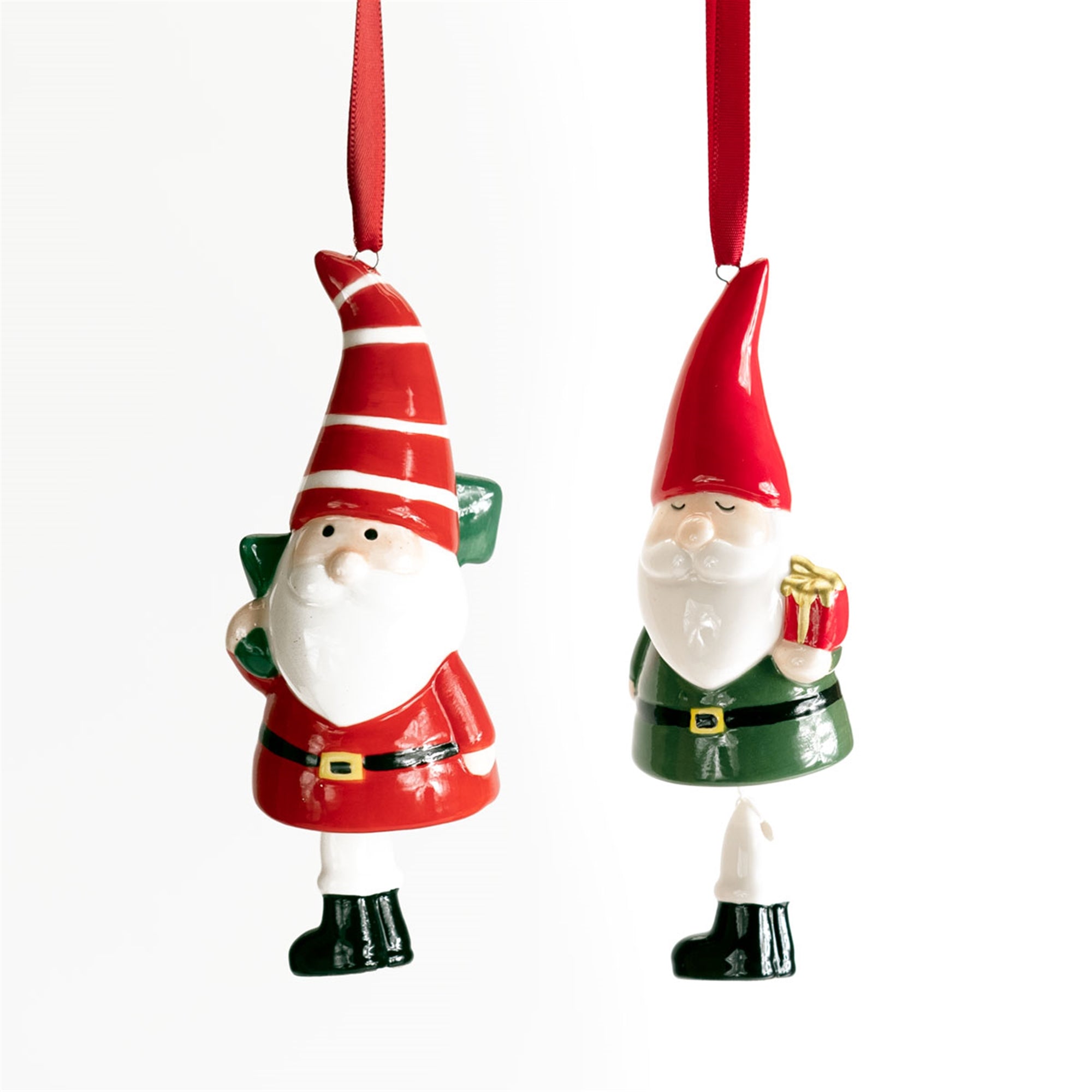 Santa Ornament (2 Asst) 5”H Ceramic