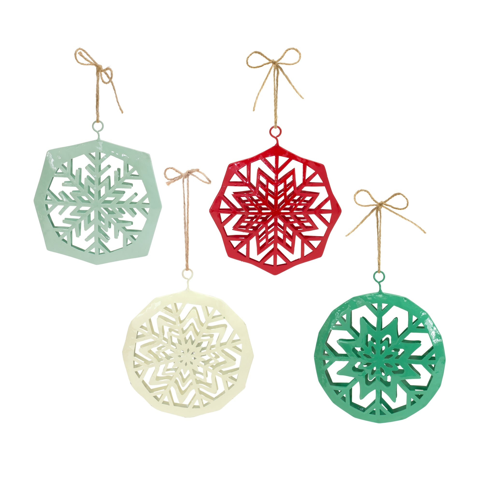 Snowflake Ornament (4 Asst) 7.5”H Metal
