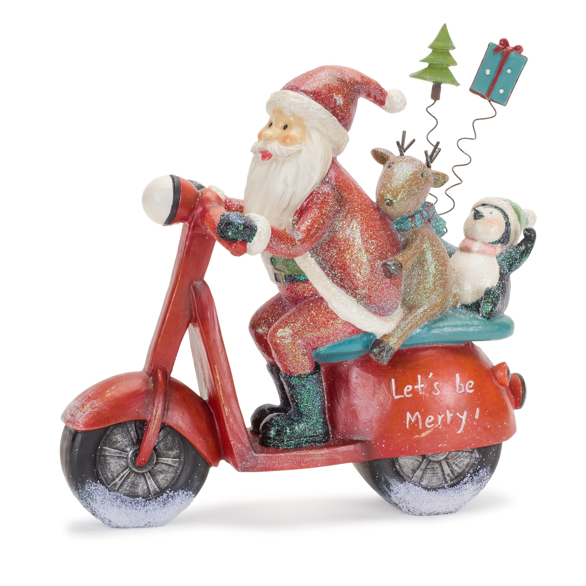 Santa on Scooter 9.75"L x 8.5"H Resin