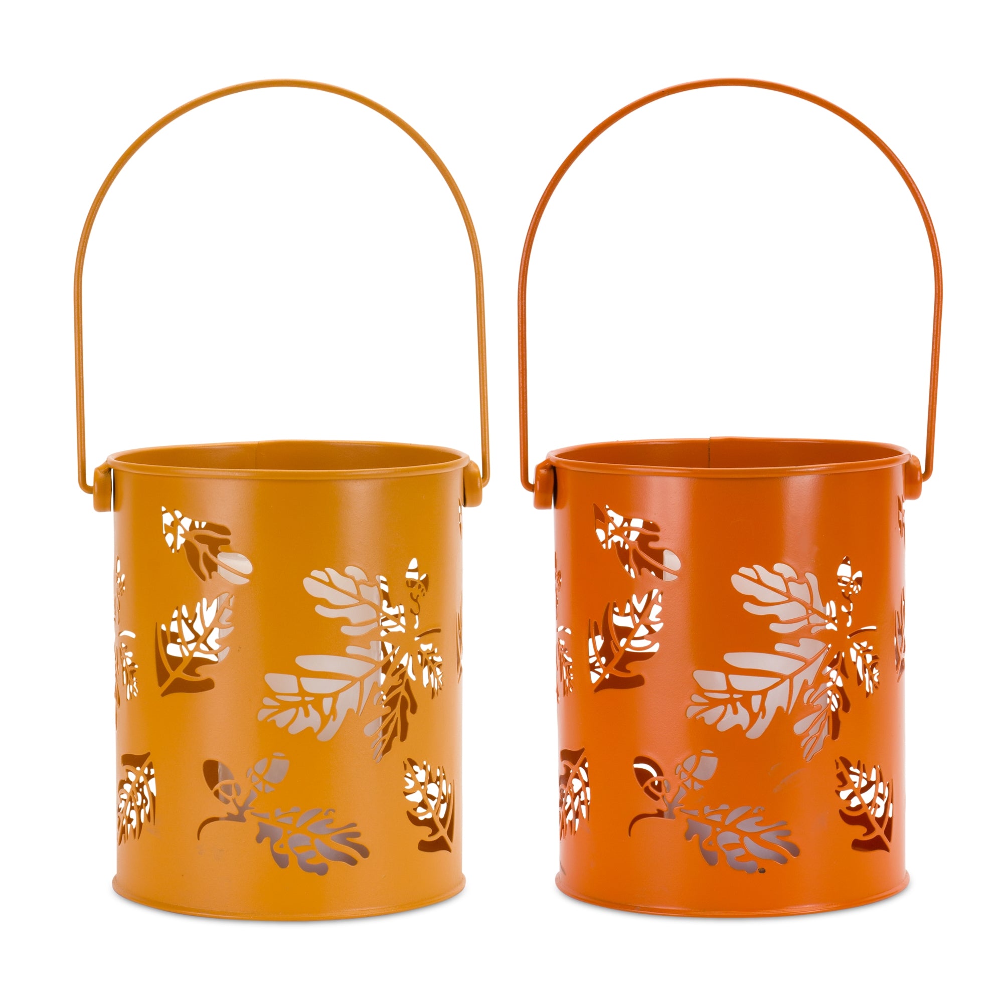 Leaf Cut-Out Lantern (2 Asst) 6.5"D x 8"H Metal