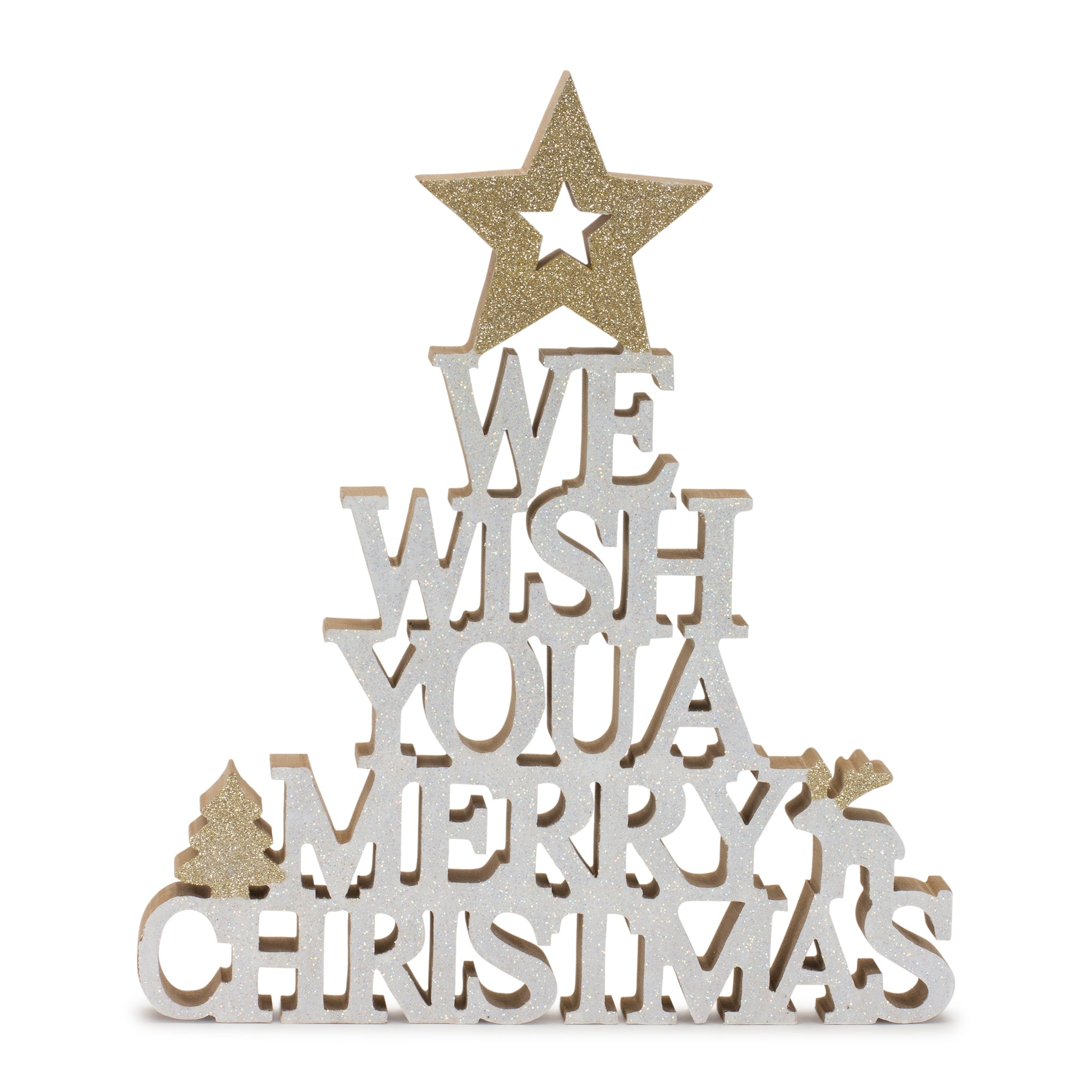 We Wish You A Merry Christmas Sign 10"L x 11.25"H Wood