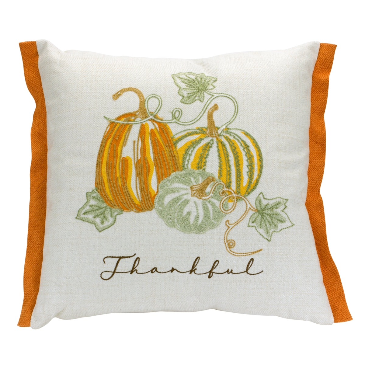 Thankful and Pumpkin Pillow 16"SQ