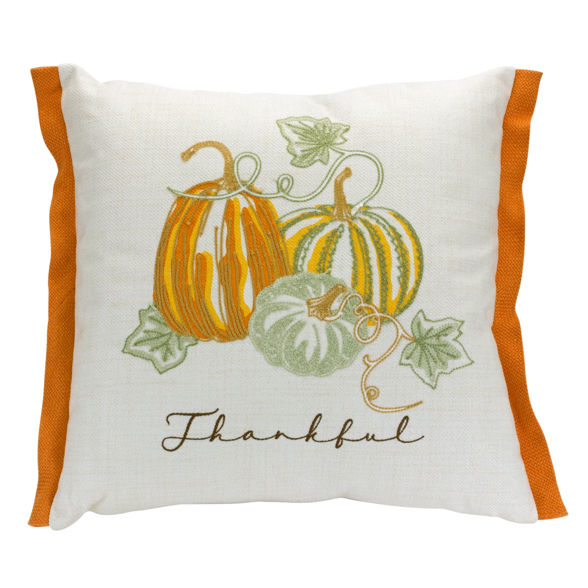 Thankful and Pumpkin Pillow 16”SQ Polyester