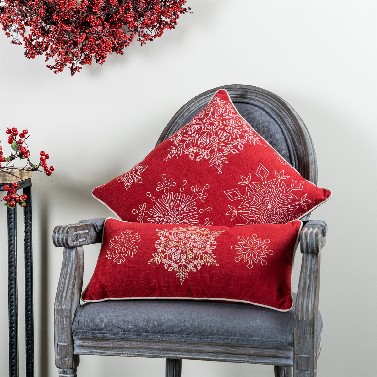 Bead Embroidered Snowflake Pillow (S/2)