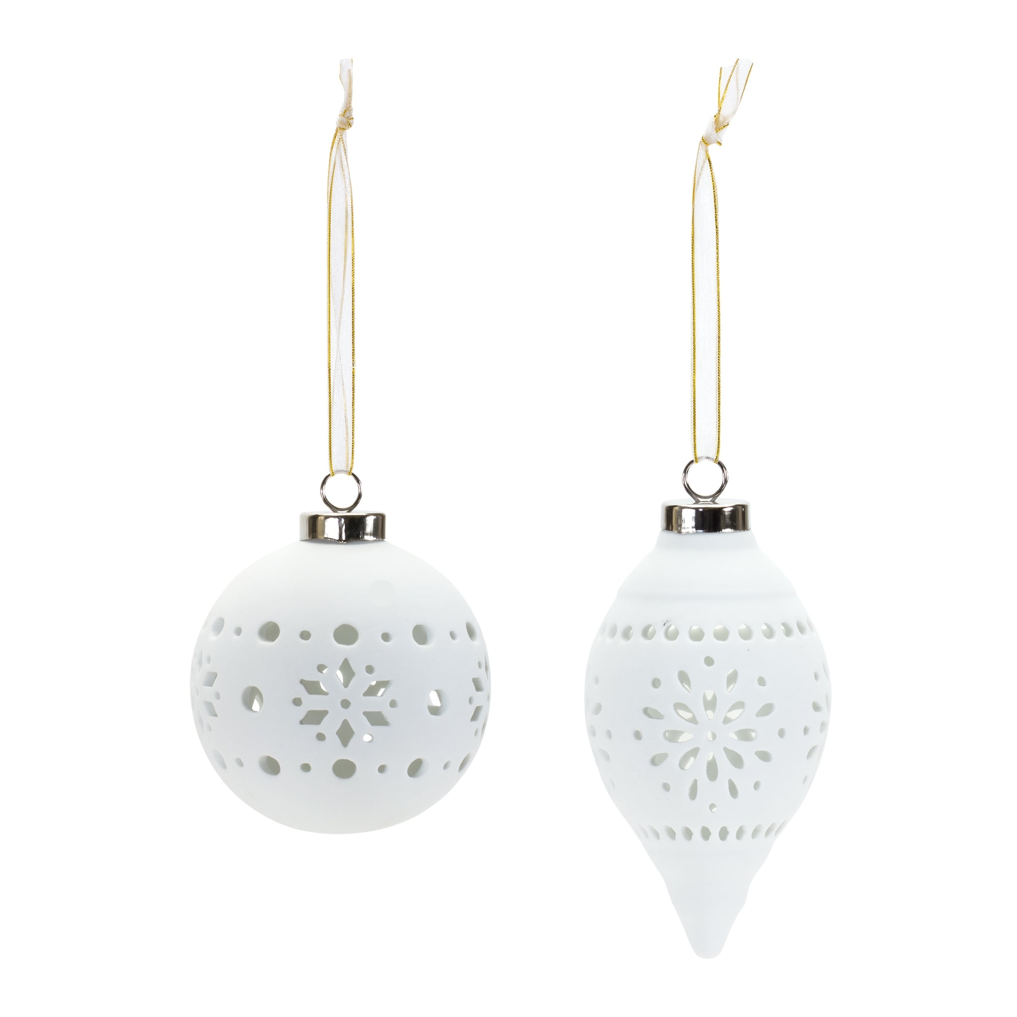 Ornament (2 Asst) 4"H, 5.5"H Porcelain
