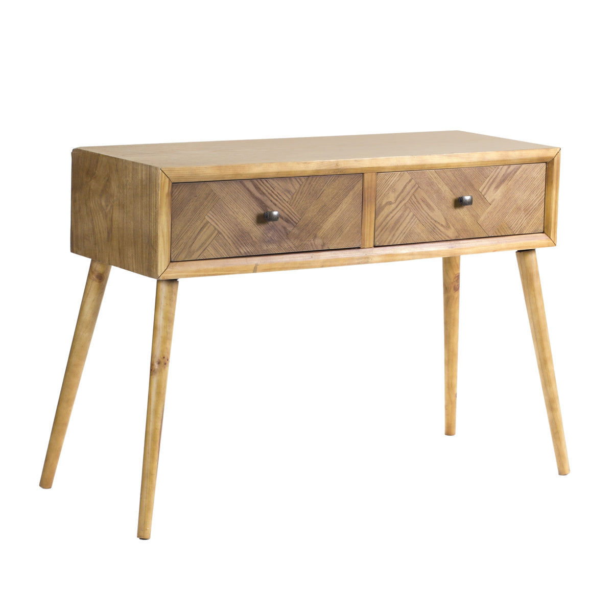 Fir Wood Side Table with Drawers 47"L