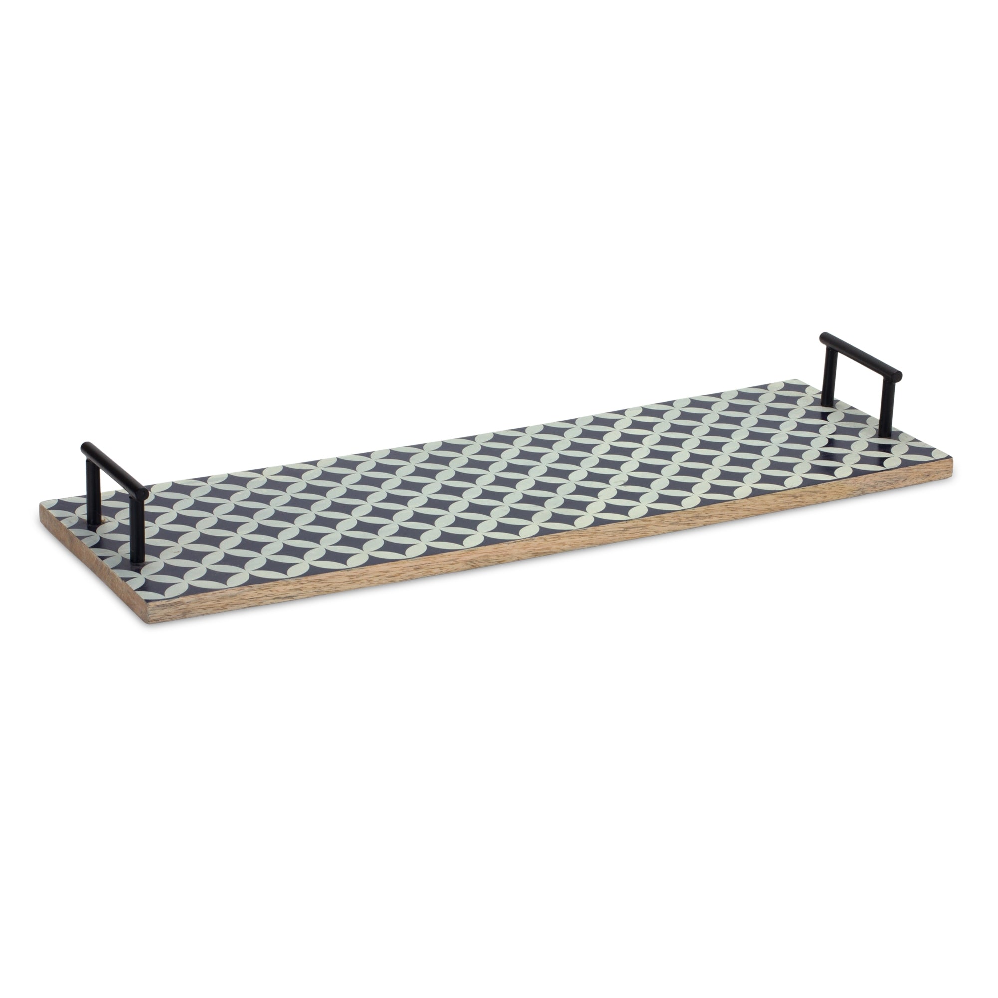 Tray 24"L x 8.25"W x 2.75"H Mango Wood/Iron