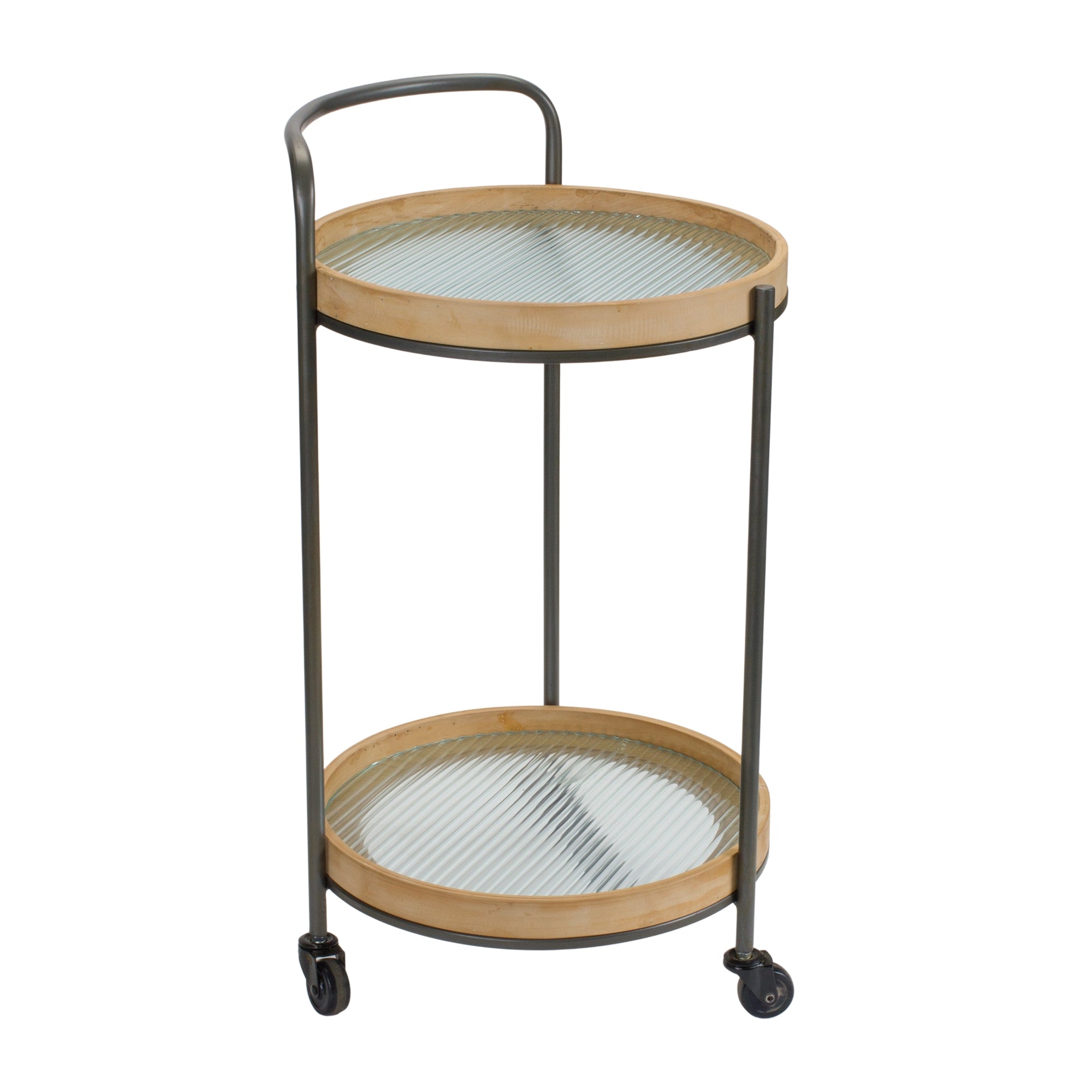 Bar Cart 16.25"D x 30.5"H Iron/Wood/Glass