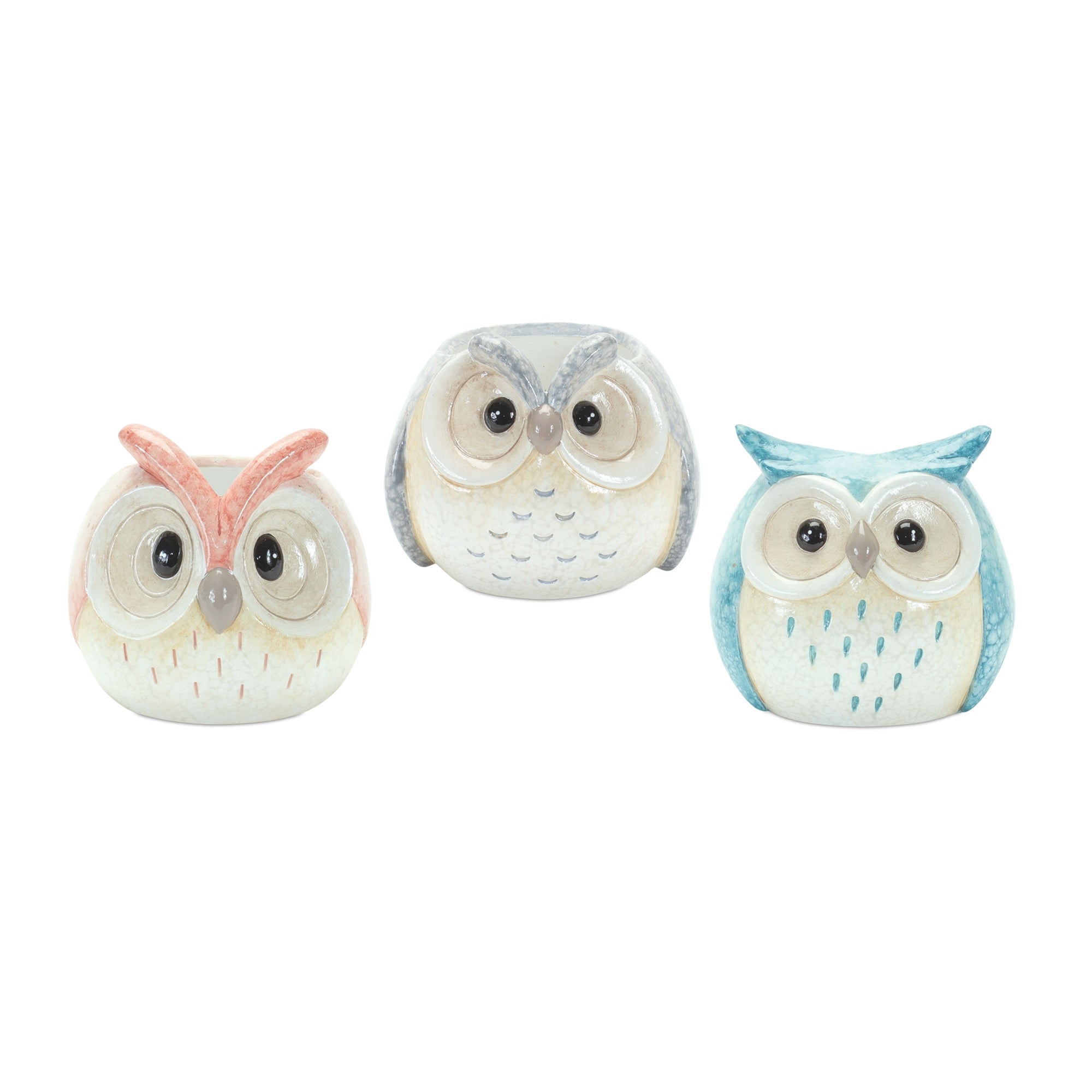 Owl Planter (3 Asst) 3.75"H, 4"H, 4.25"H Terra Cotta