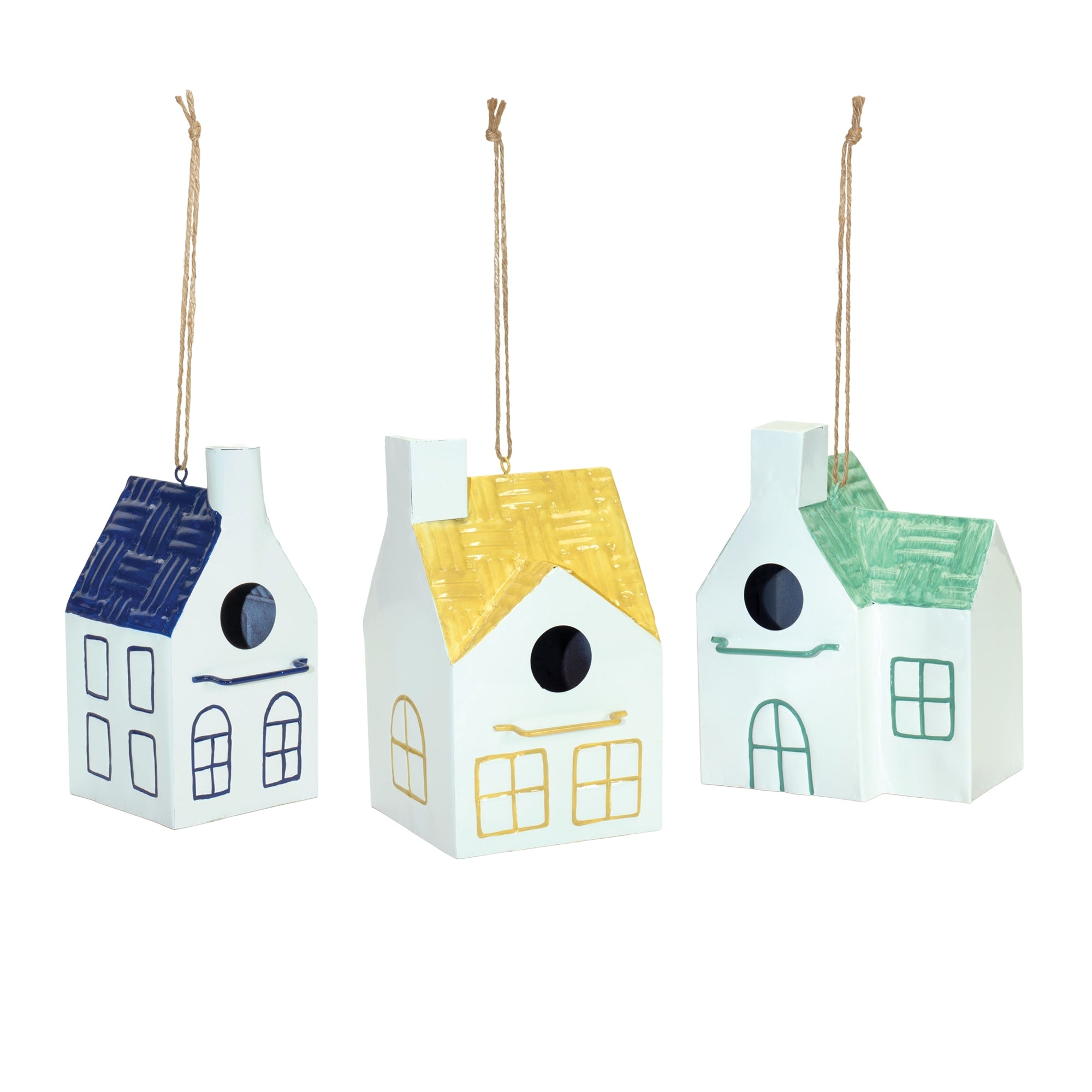 Bird House (3 Asst) 8.25"H, 8.5"H, 9"H Metal