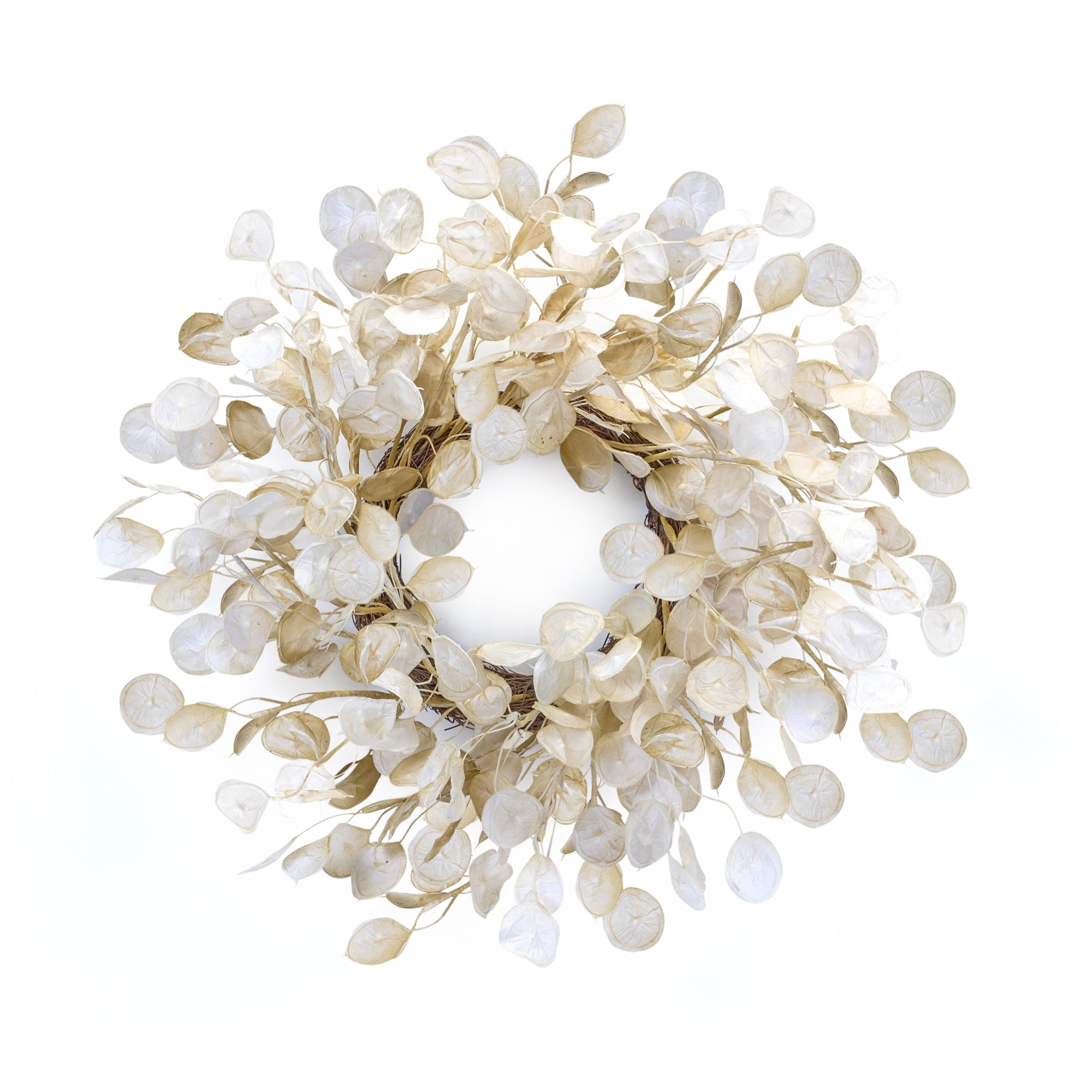 Silver Dollar Wreath 27.5”D fabric