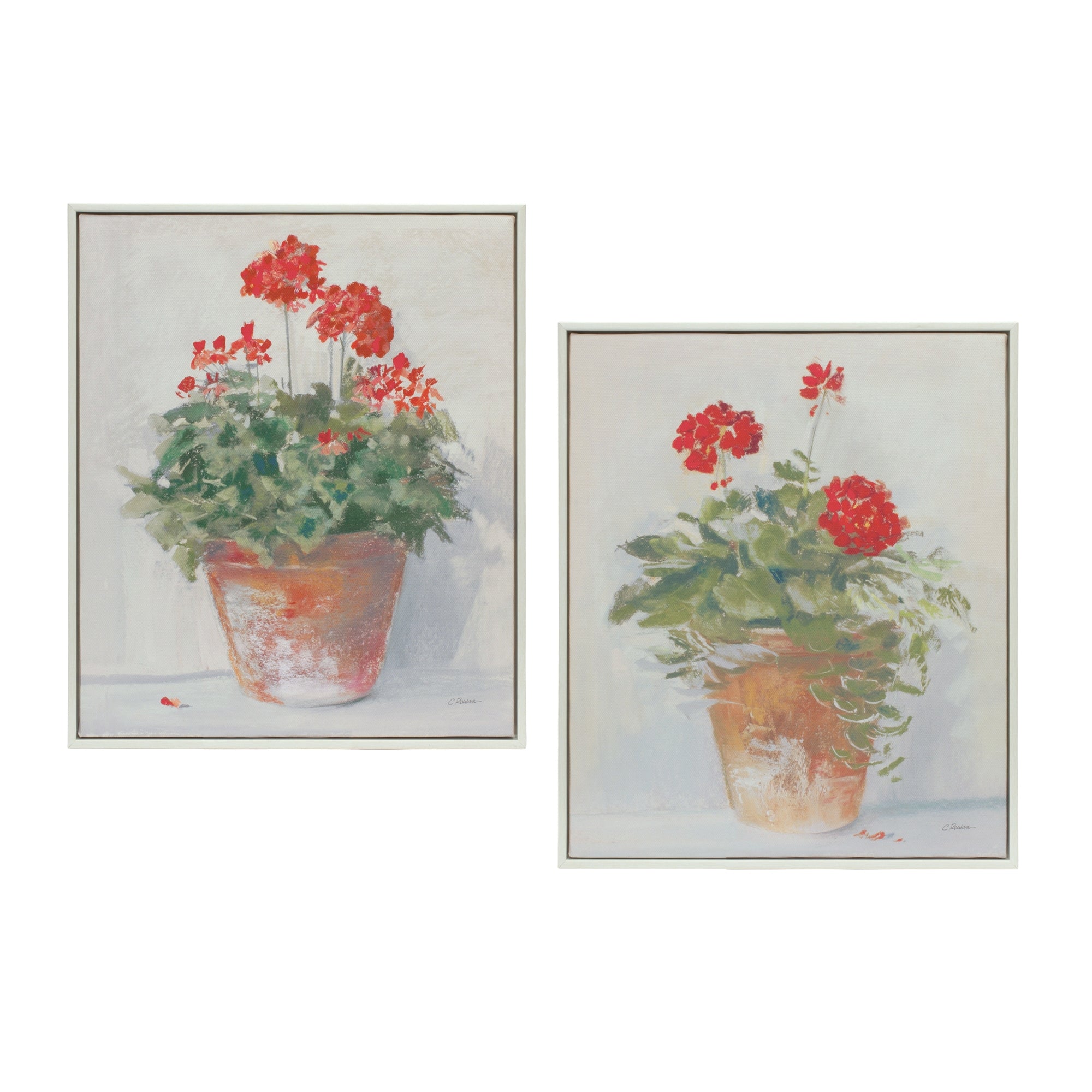 Framed Potted Geranium Print (2 Asst) 10.5"L x 12.5"H Wood//Paper