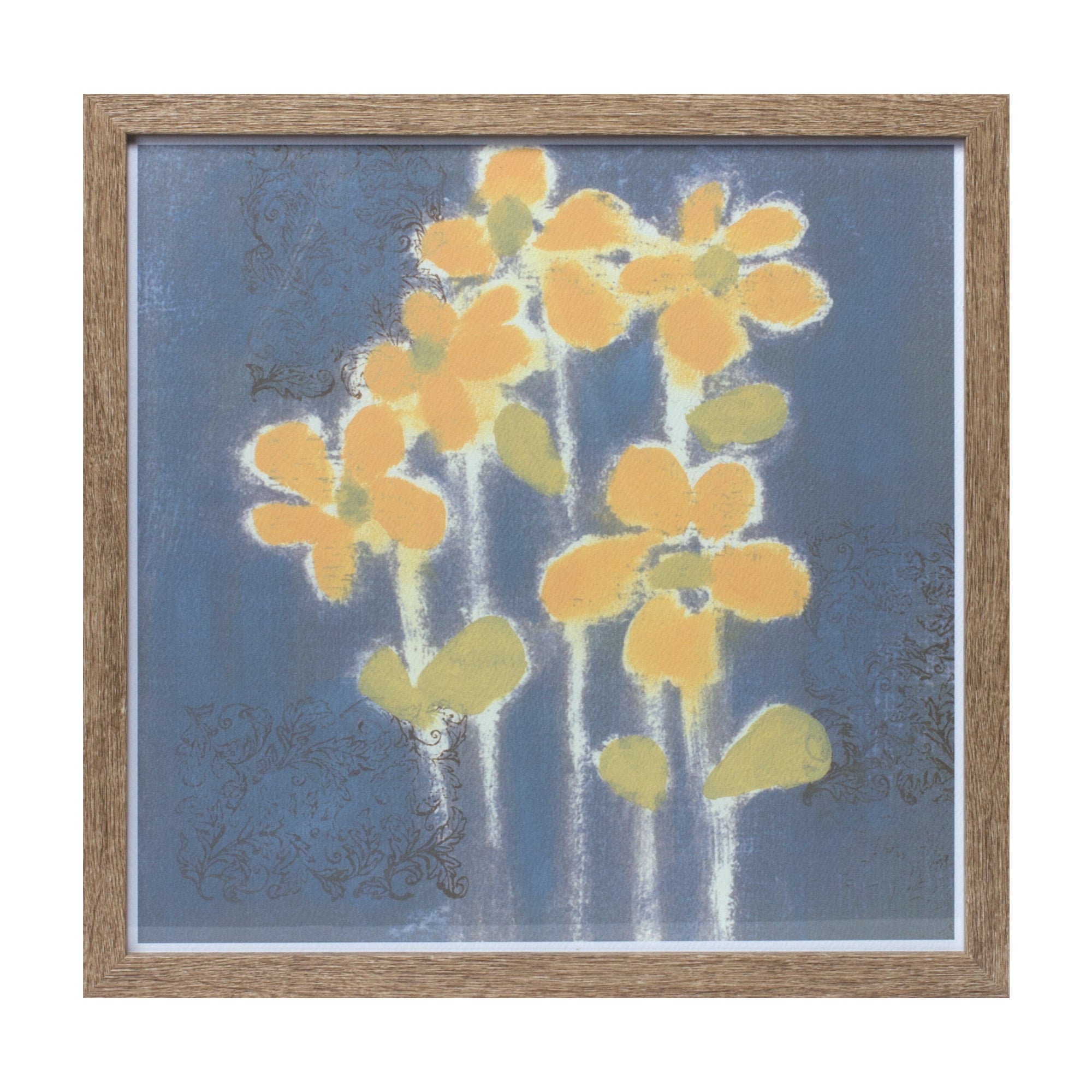 Framed Floral Print 14.5”SQ Wood//Paper