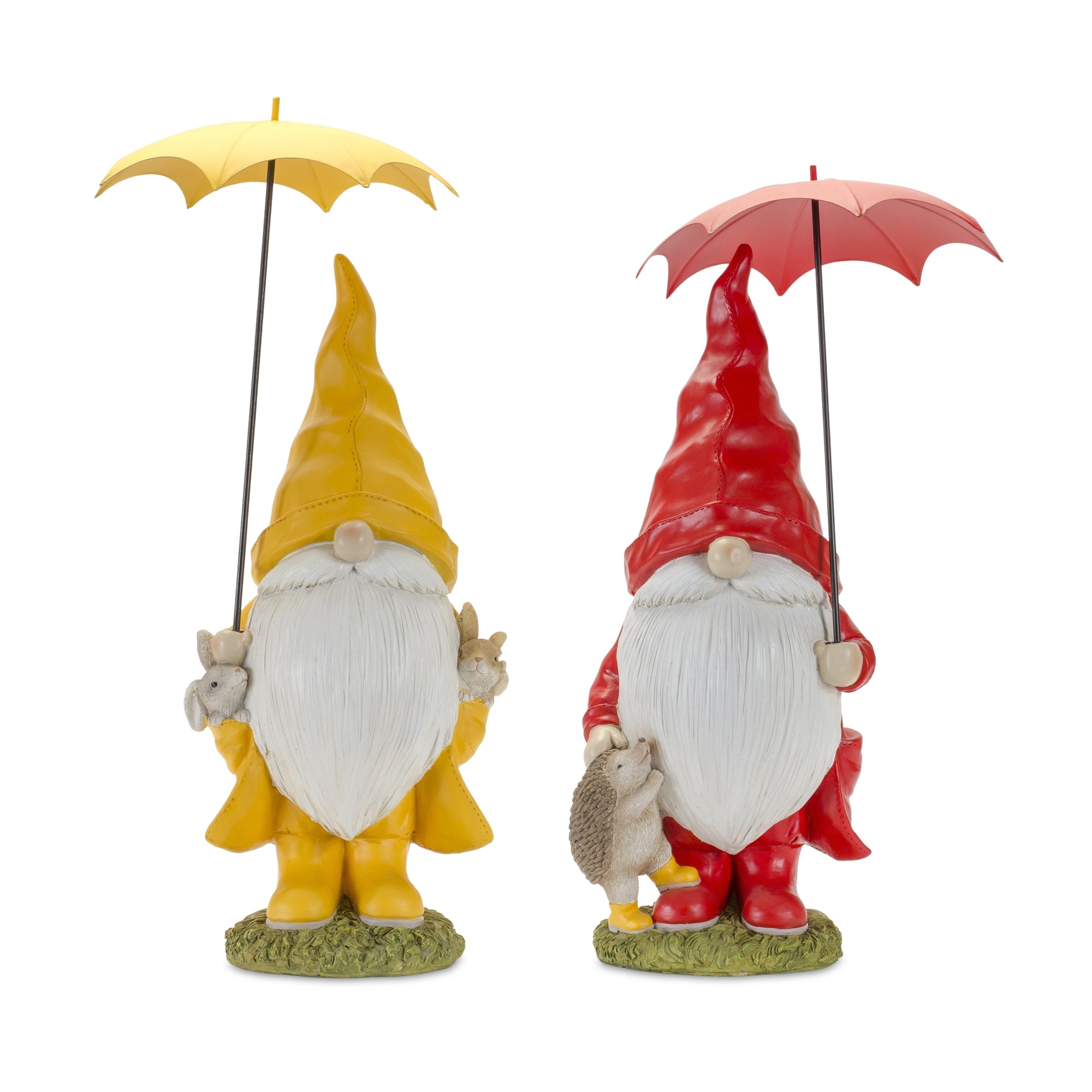 Garden Gnome w/Umbrella (2 Asst) 21"H, 23"H Resin