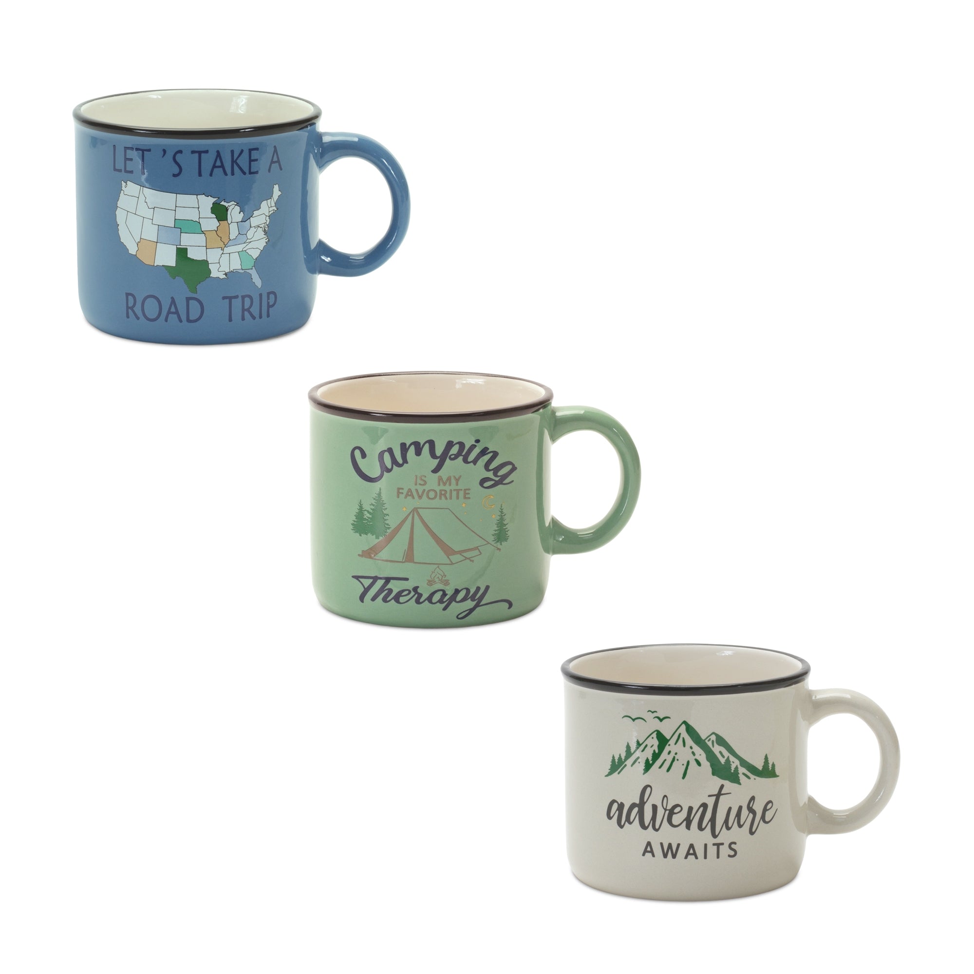 Mug (3 Asst) 6"L x 4"H Ceramic