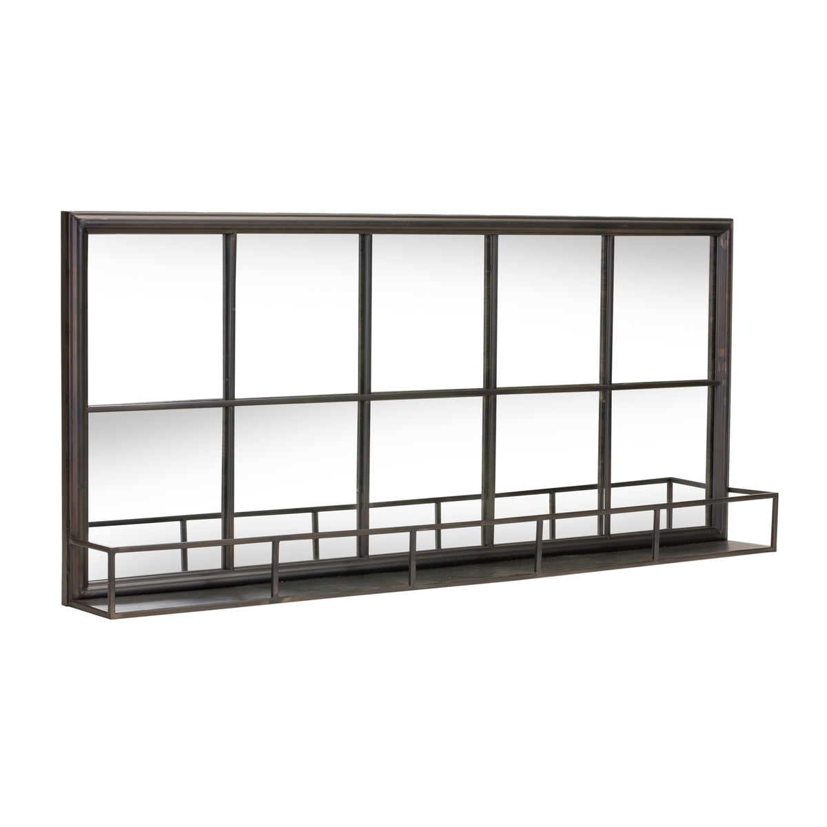 Iron Framed Wall Mirror w/Shelf 39.75"L