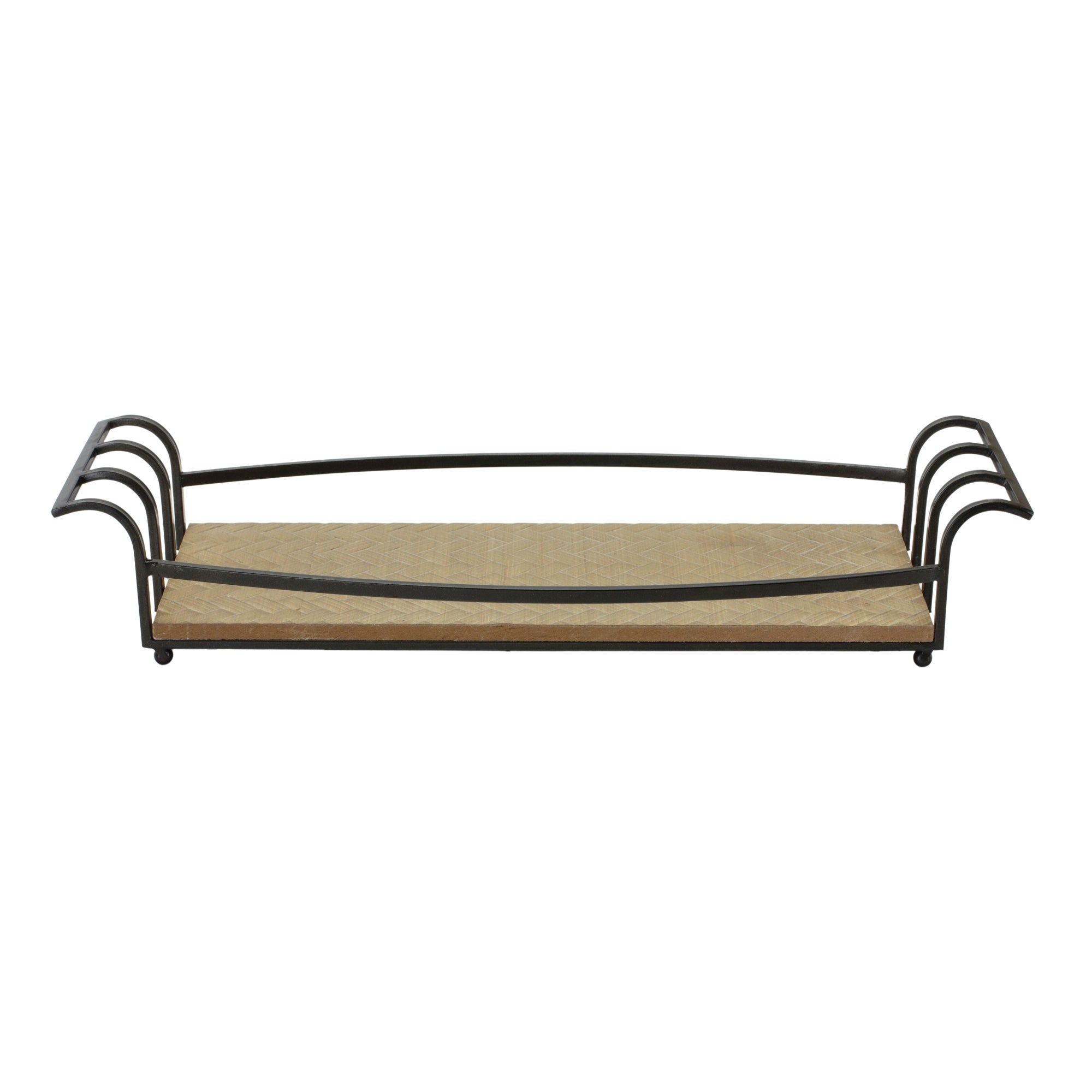 Rectangle Tray 19.5"L x 9"W x 3.5"H Iron/Wood