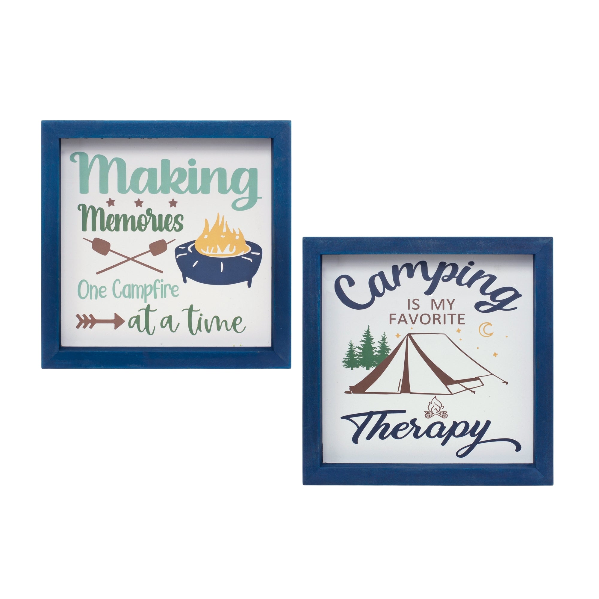 Camping Sign (2 Asst) 10”SQ Wood