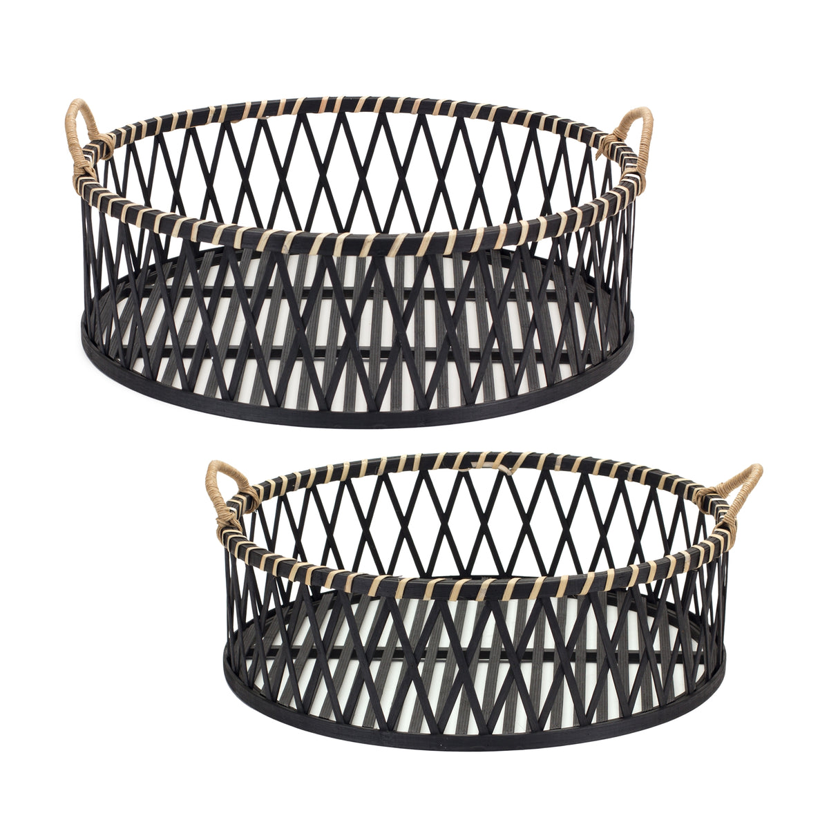 Round Tray (S/2) 17.5"D x 5.5"H, 19.5"D x 6.5"H Bamboo/Rattan