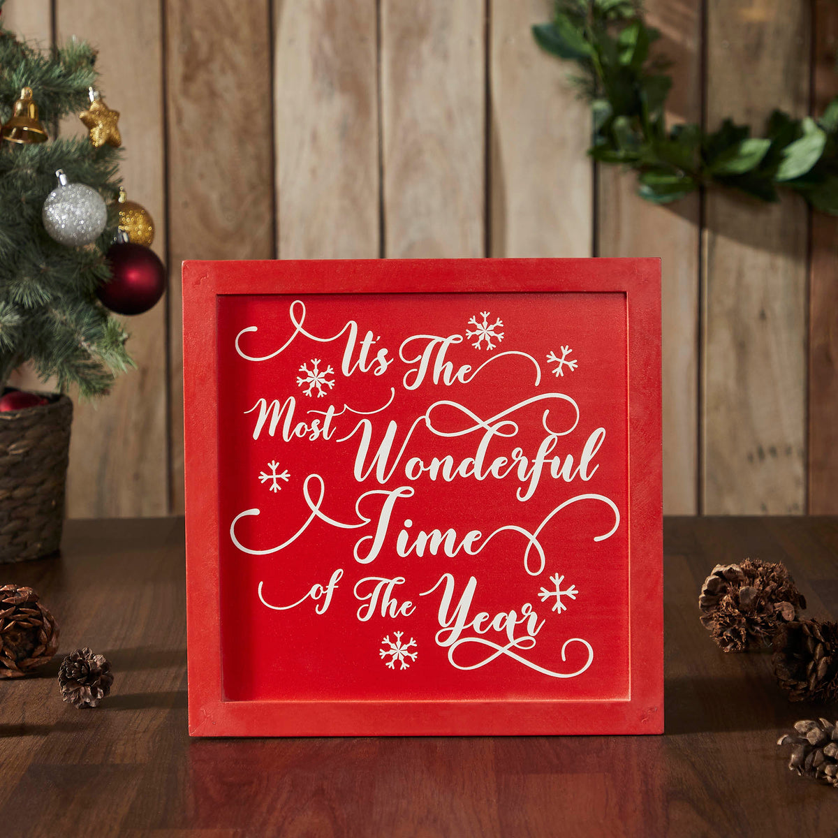 It's The Most Wonderful Time Red Wall Hanging Sign