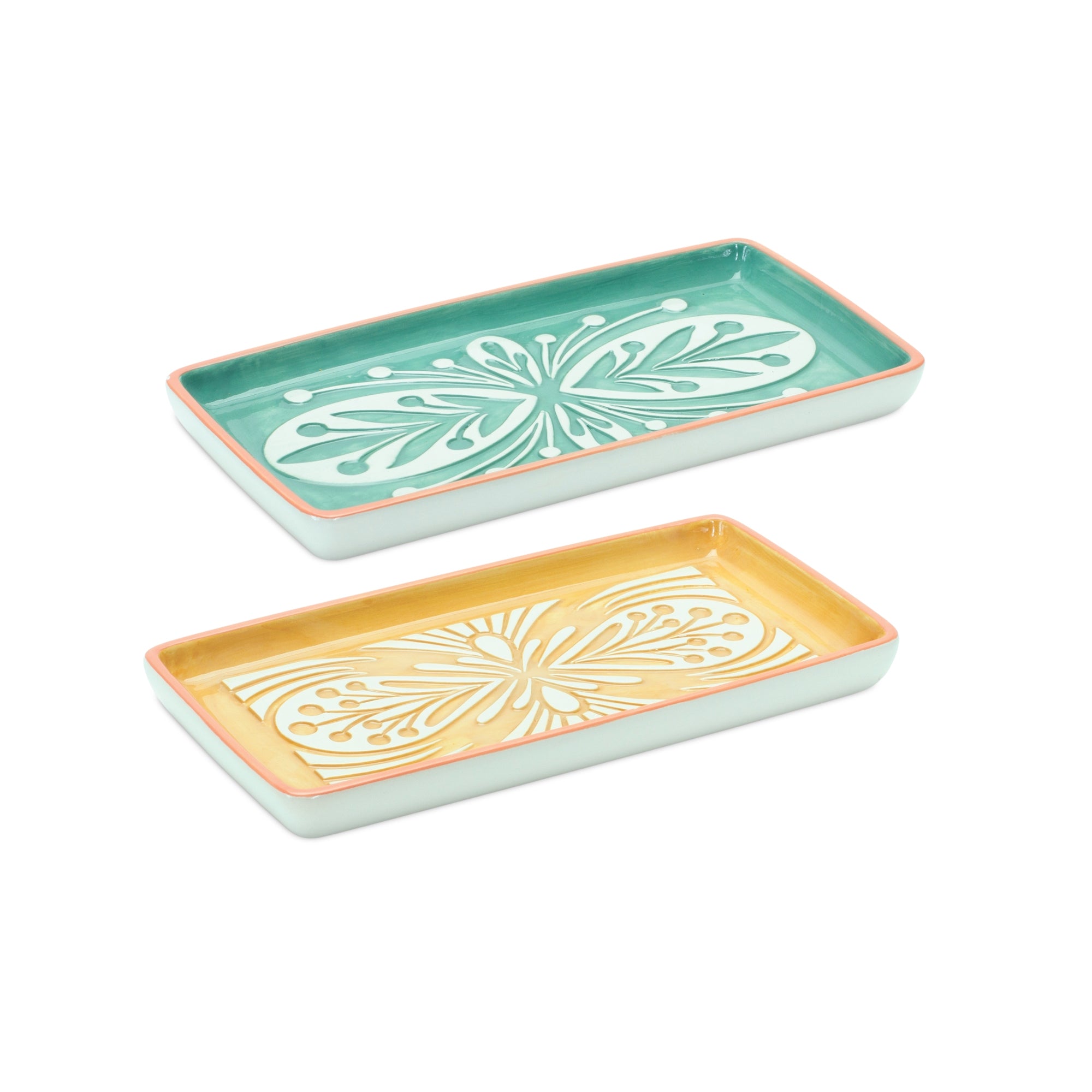 Tray (2 Asst) 8"L x 4.25"W x 3.25"H Ceramic