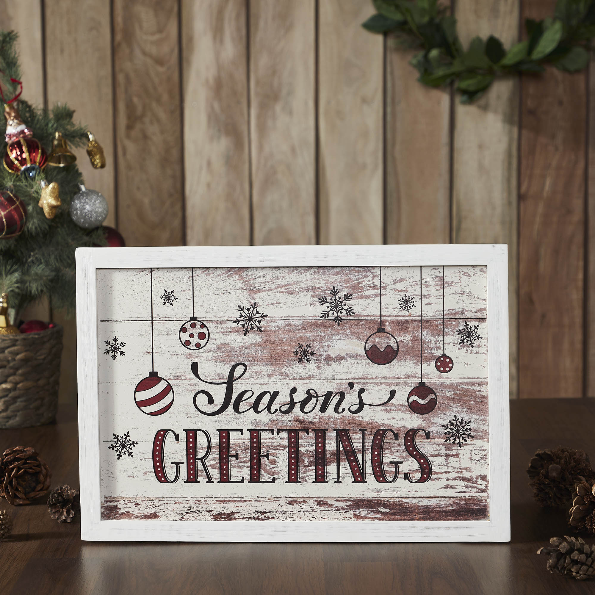Season's Greetings Ornaments Wall Hanging Sign