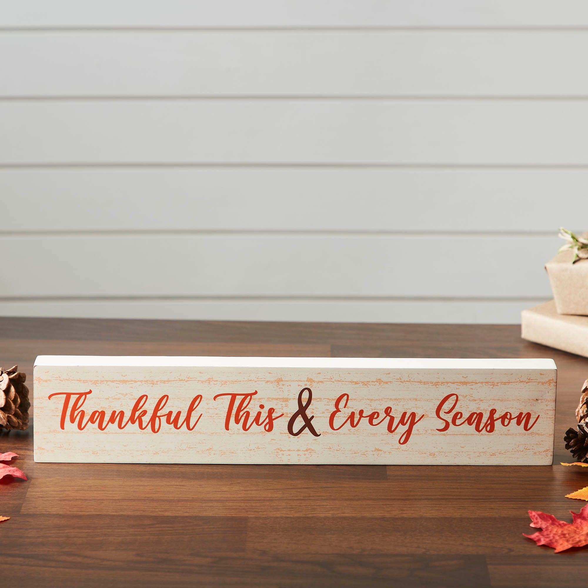 Thankful Gratitude MDF Wall Sign Cream Finish Home Decor Plaque Inspirational 3x15 Inch