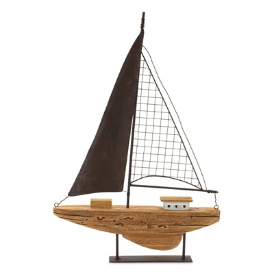 Sailboat 11.5"L x 18"H Wood/Iron