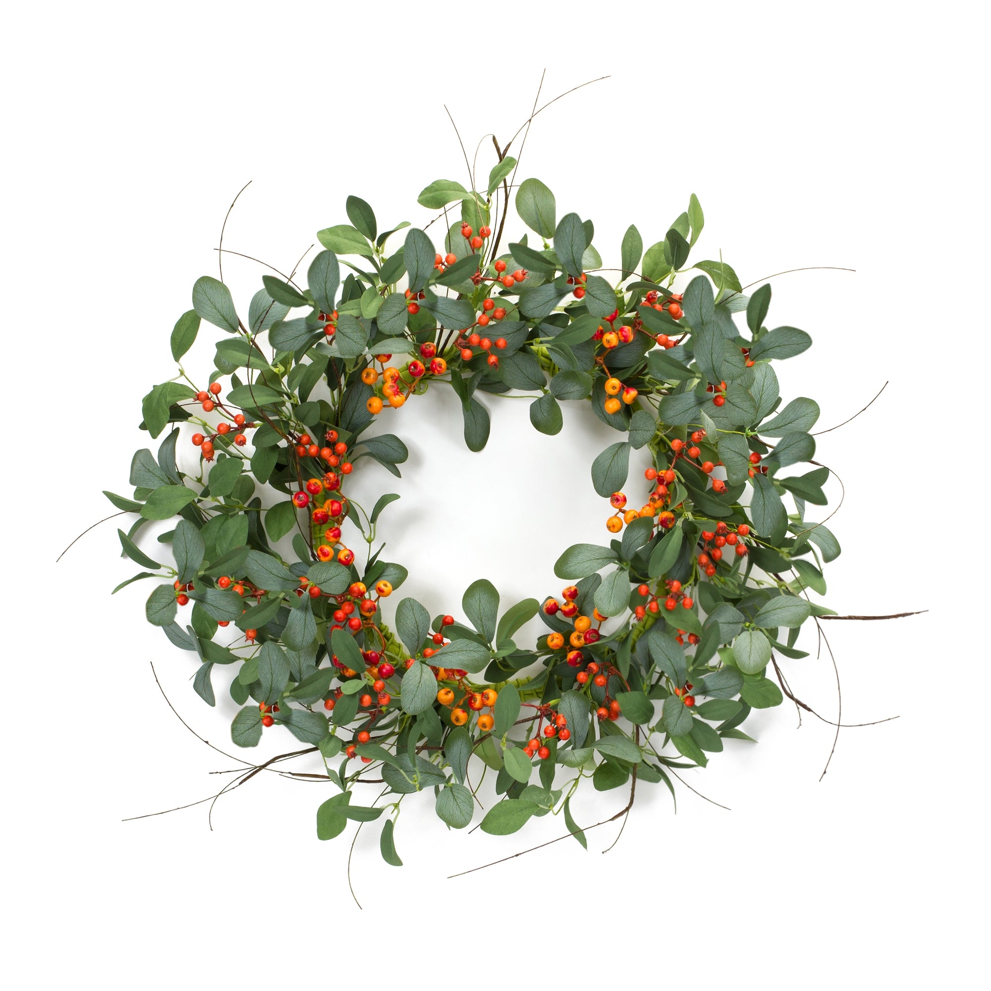 Foliage and Berry Wreath 21”D Polyester