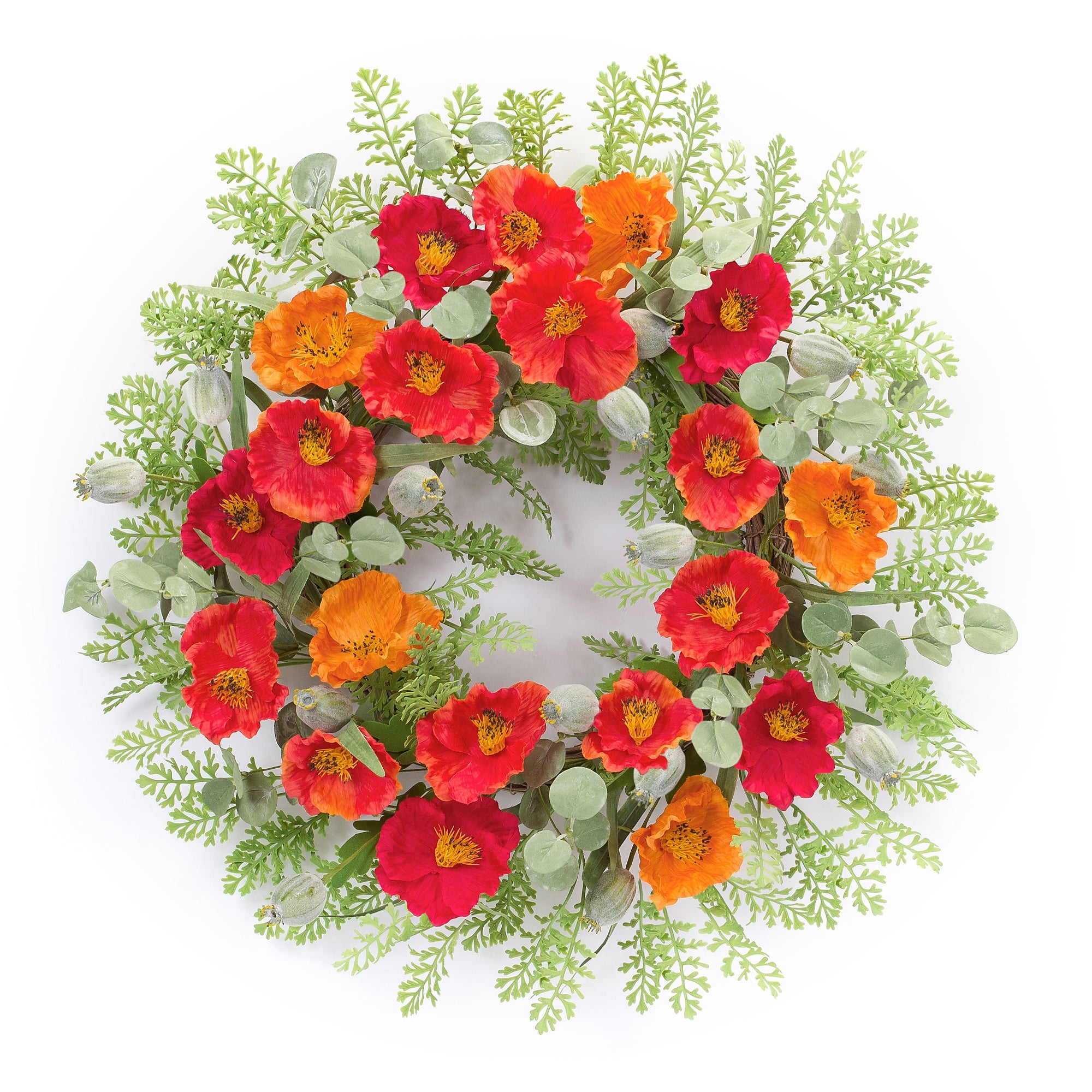 Poppy Wreath 18.5”D Polyester