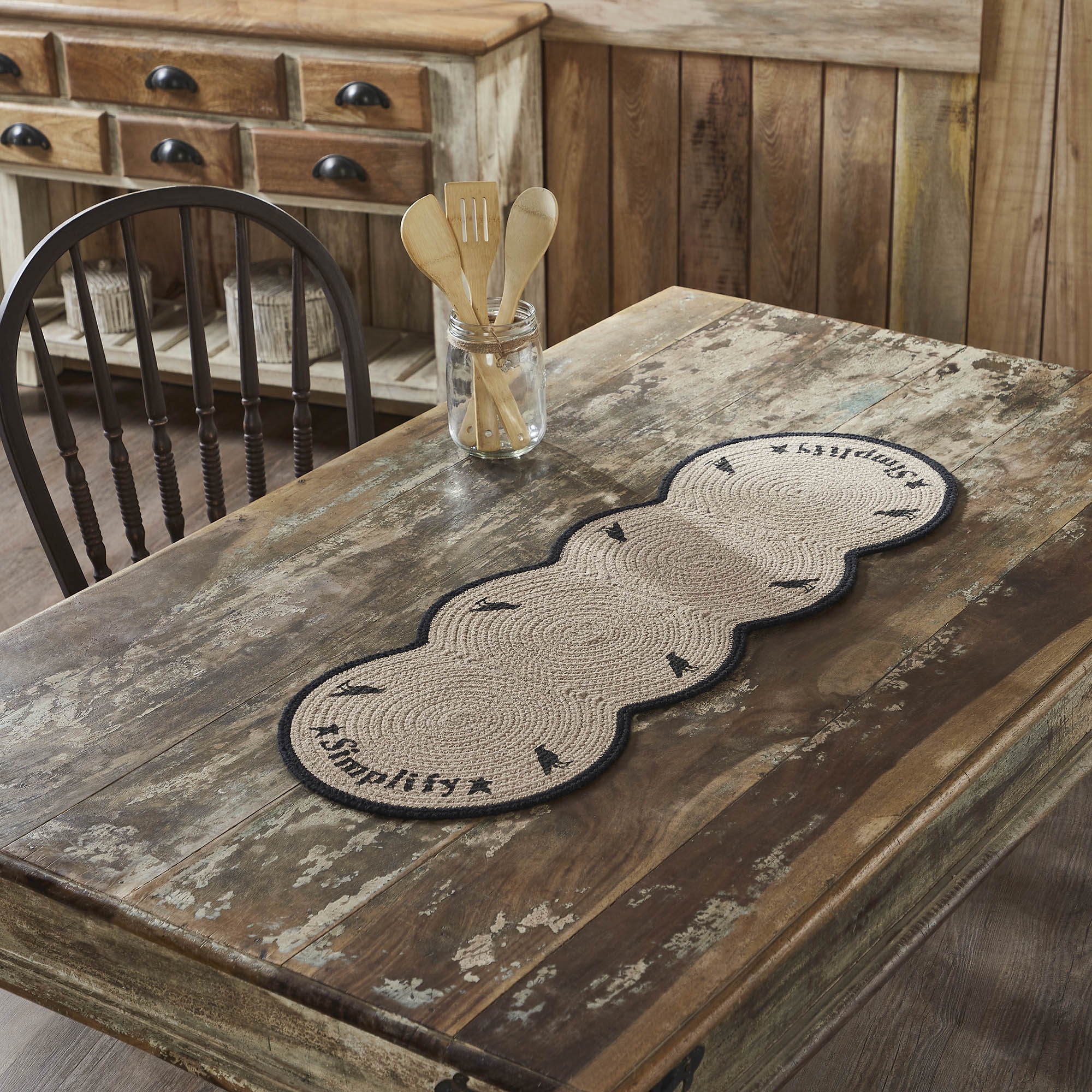 Raven Harvest Simplify Stencil Farmhouse Table Runner 12x36 Rustic Fall Autumn Kitchen Decor