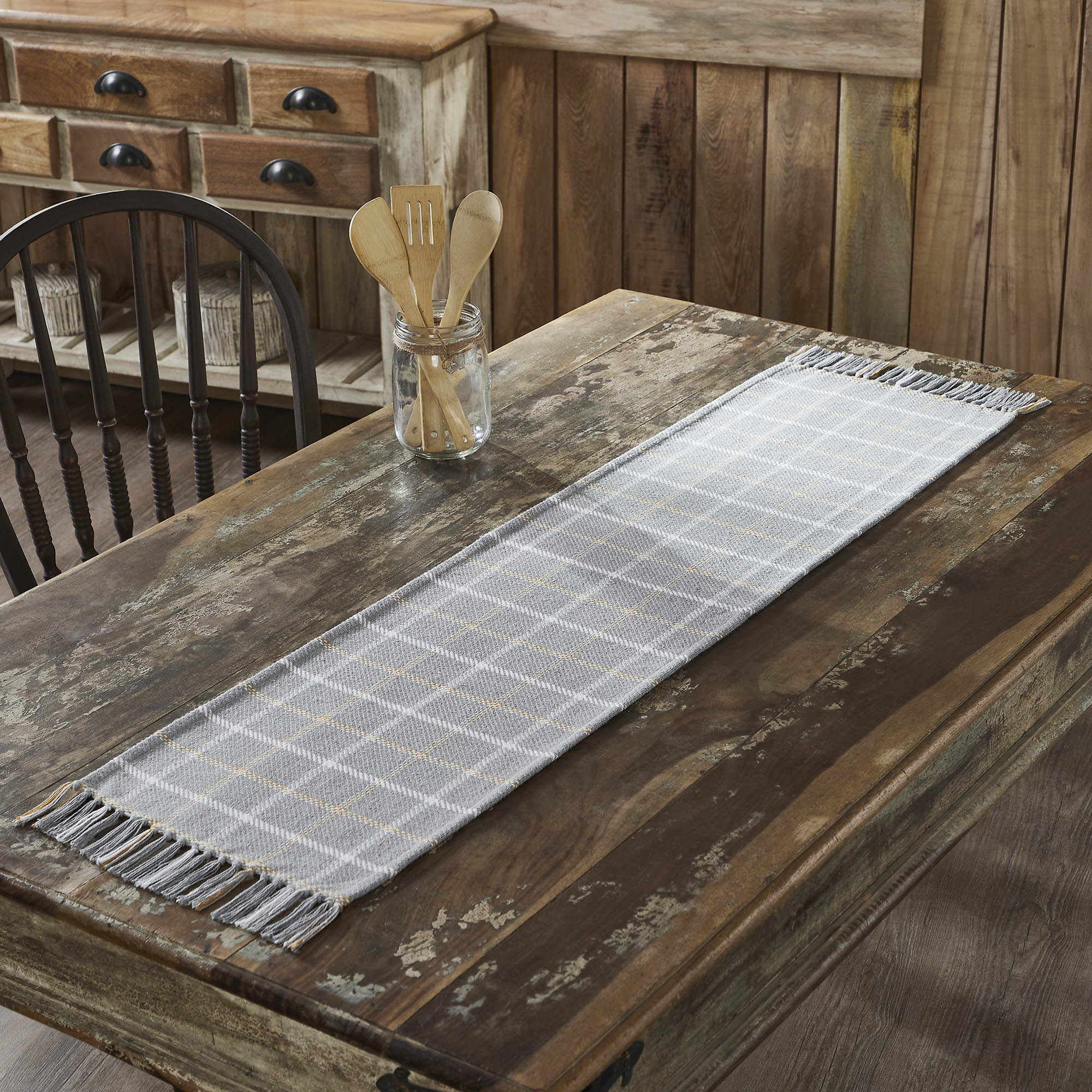Farmhouse Rustic Harvest Plaid Woven Table Runner 12x48 Fall Autumn Thanksgiving Home Decor