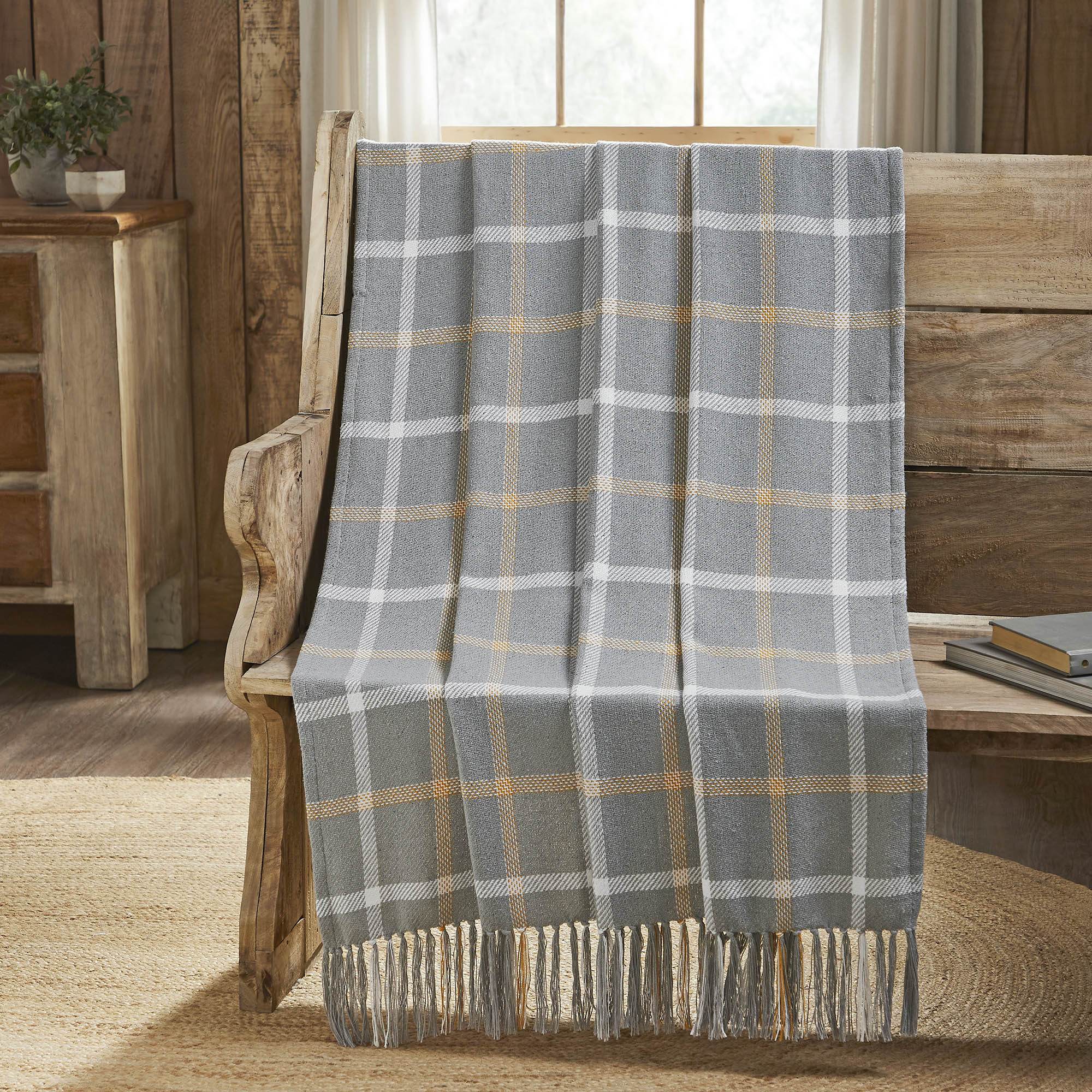 Harvest Blessings Autumn Farmhouse Plaid Throw Blanket Rustic Fall Cozy Decorative Sofa Accent