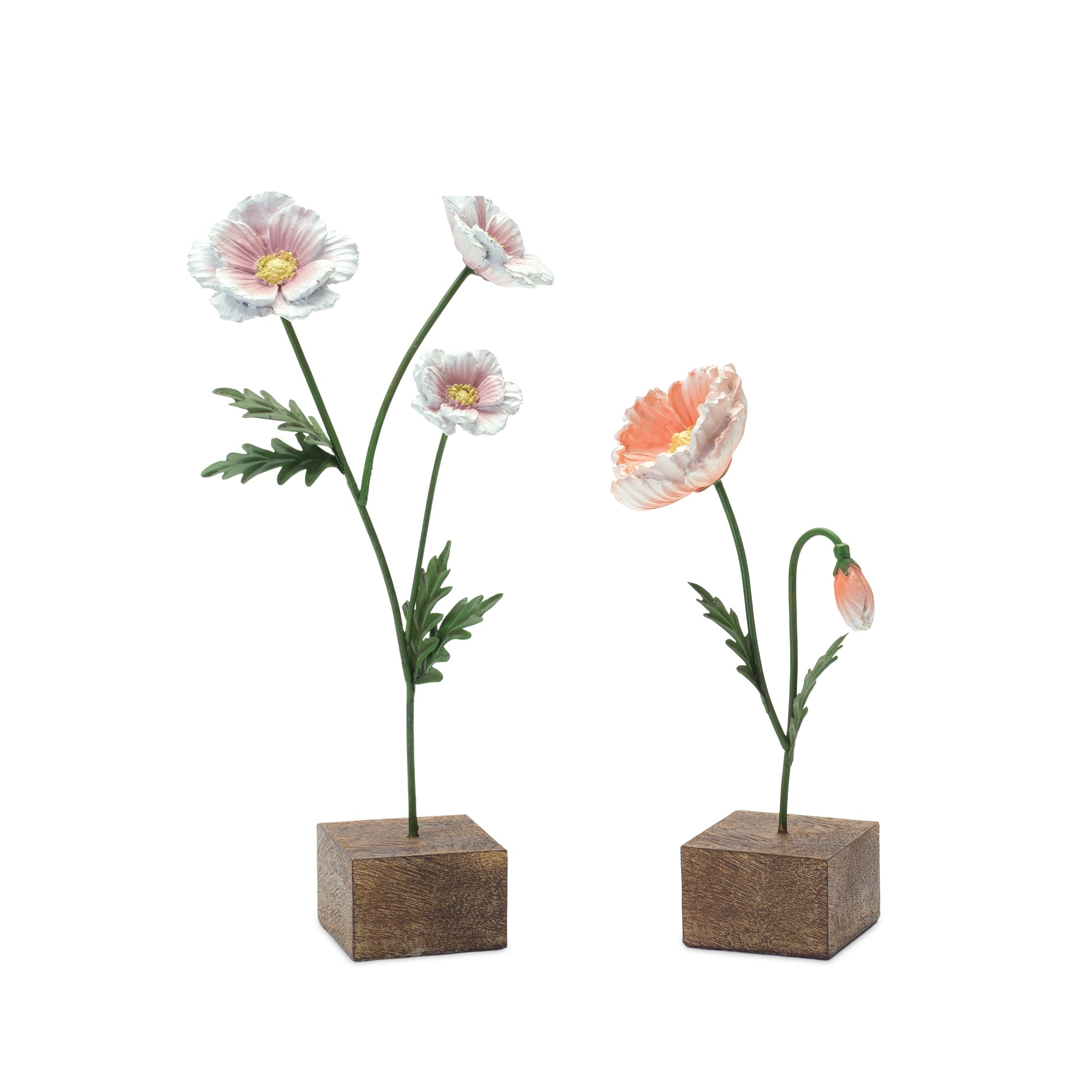 Floral on Stand (2 Asst) 8"H, 10.5"H Resin