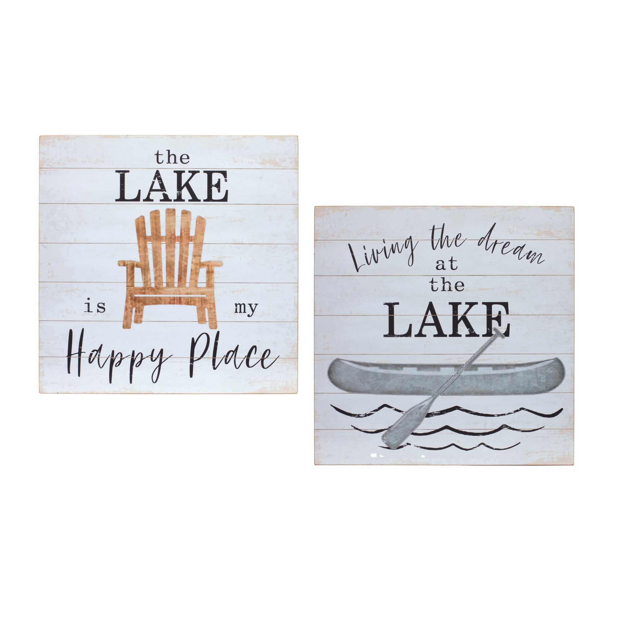 Lake Sign (2 Asst) 15.75”SQ Wood/Wood