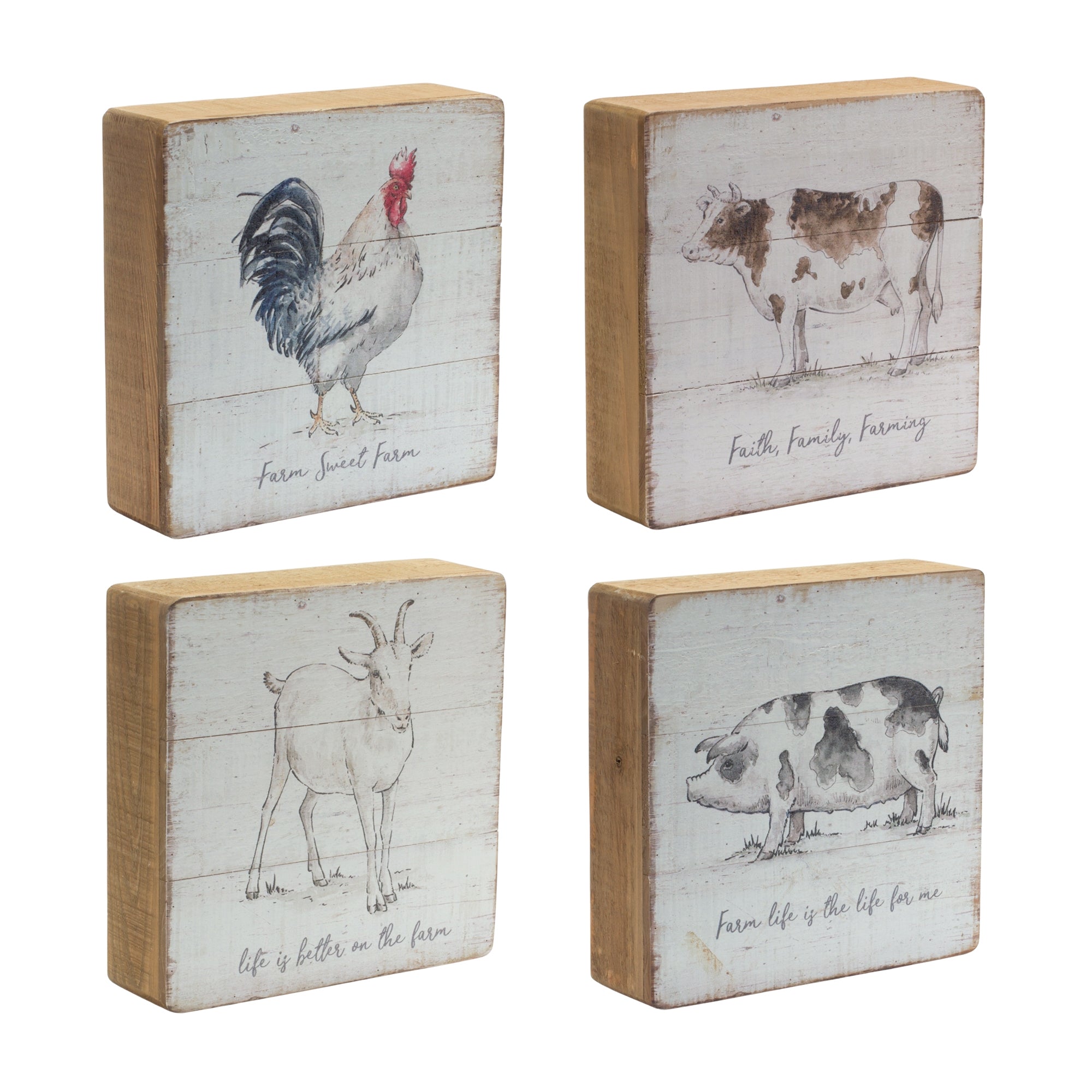 Farm Sign (4 Asst) 7.75”SQ Wood