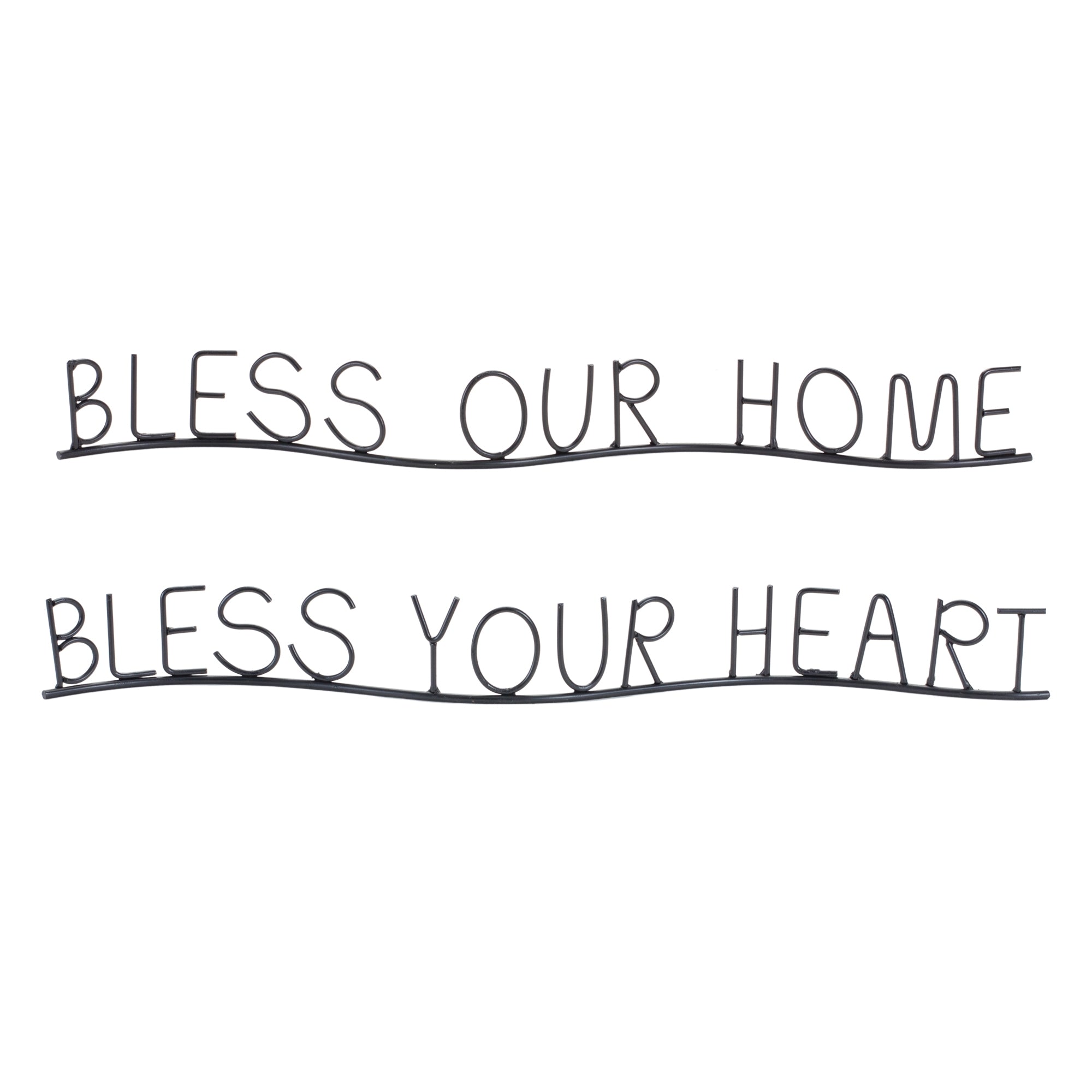 Bless Home and Heart (2 Asst) 20.25"L x 2.25"H, 21"L x 2.25"H Metal