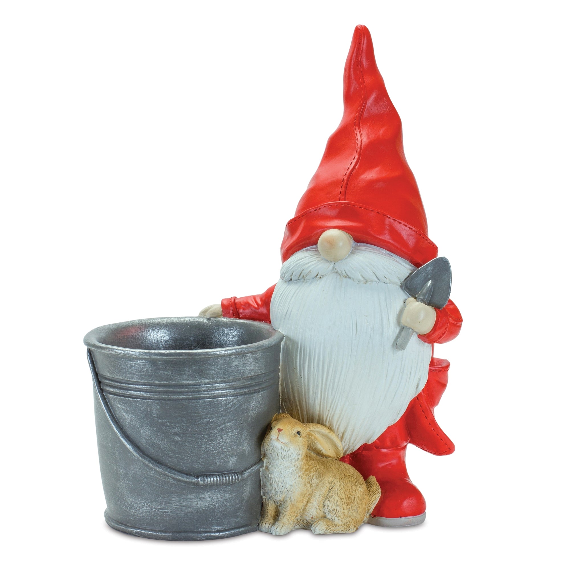Gnome w/Pail and Bunny 8.25"L x 11.25"H Resin
