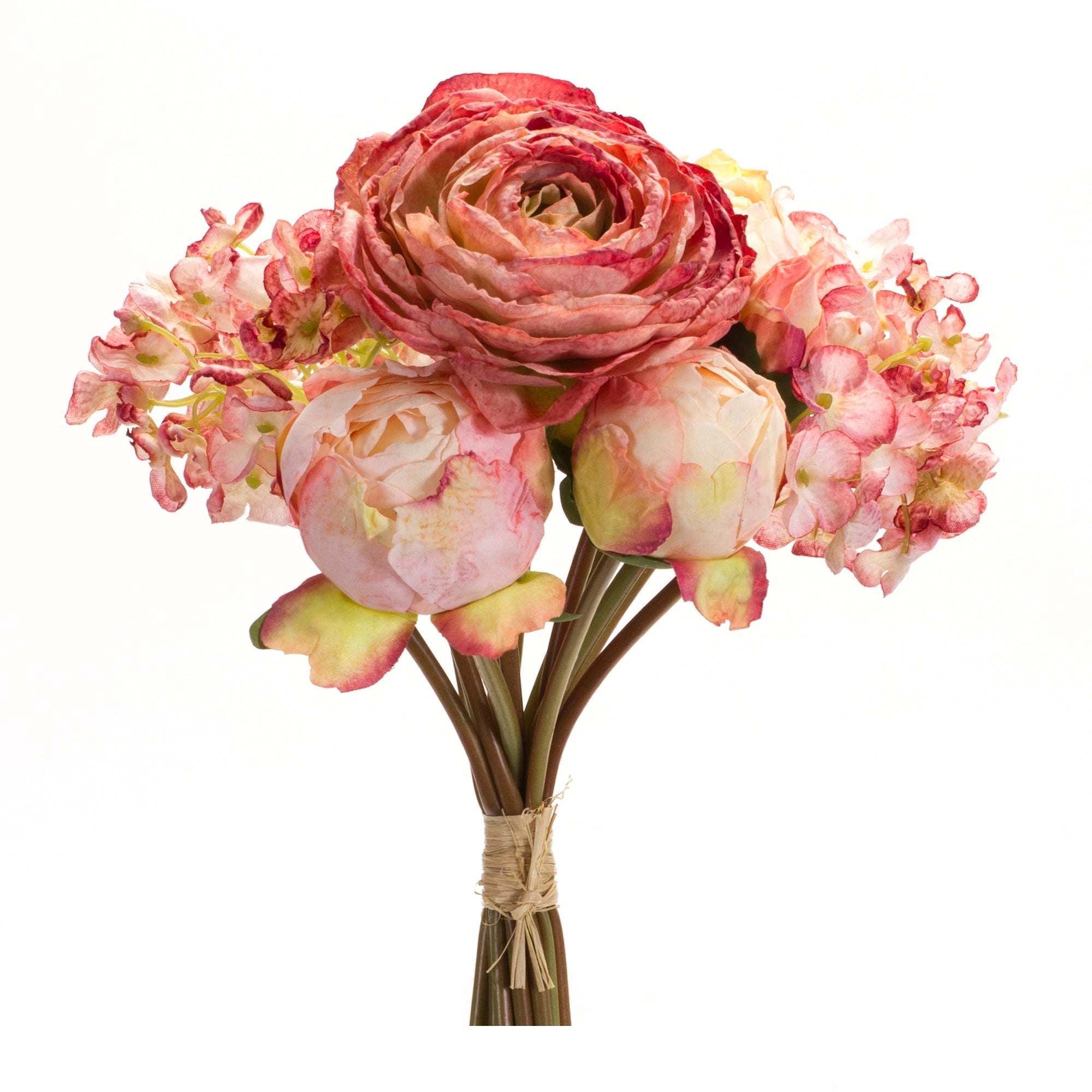 Peony and Hydrangea Bouquet 16.75”H Polyester