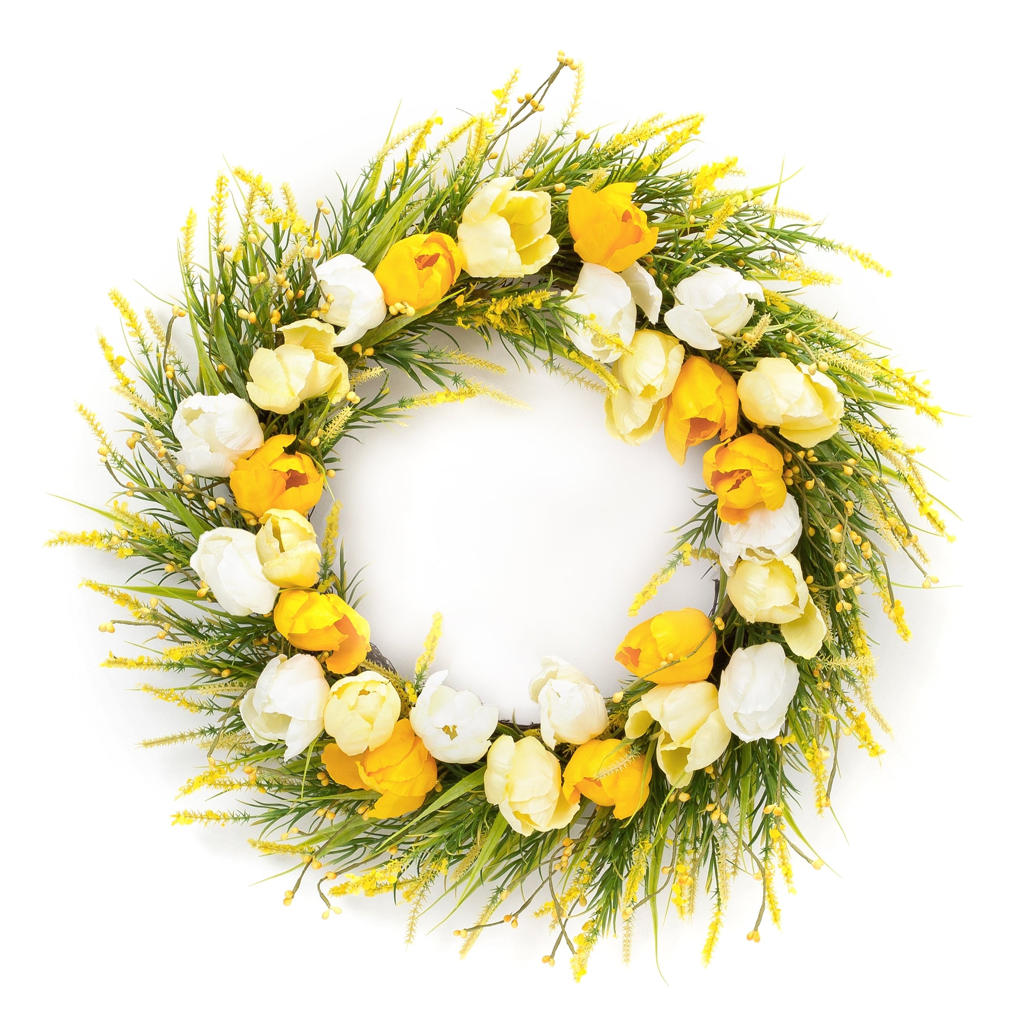 Tulip Wreath 21”D Polyester//Twig