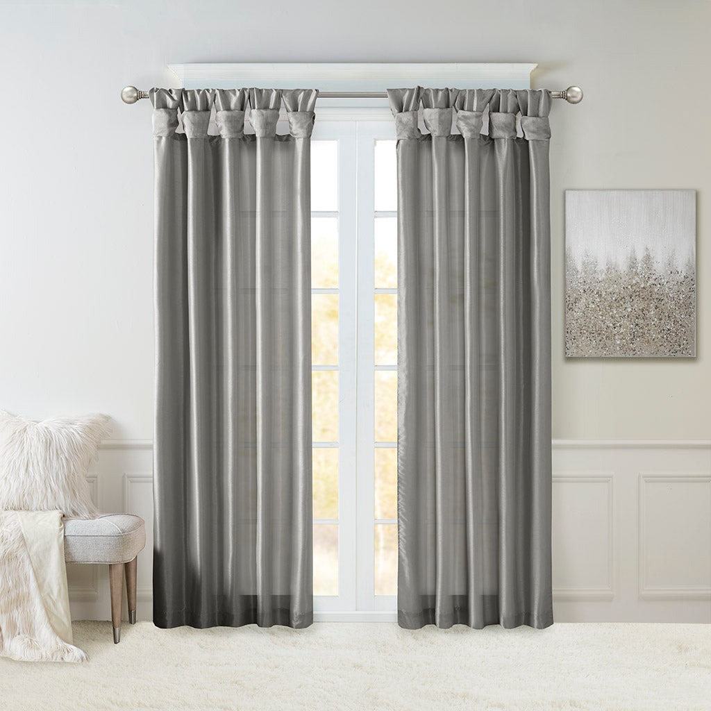 Emilia Twist Tab Lined Window Curtain Panel