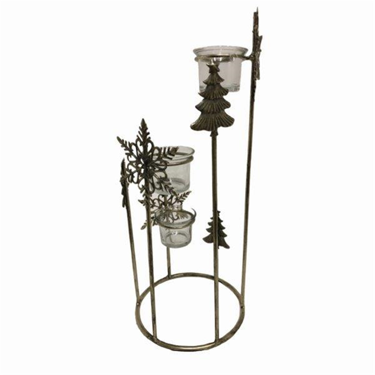Metal Winter Triple Votive Holder 15.75"H