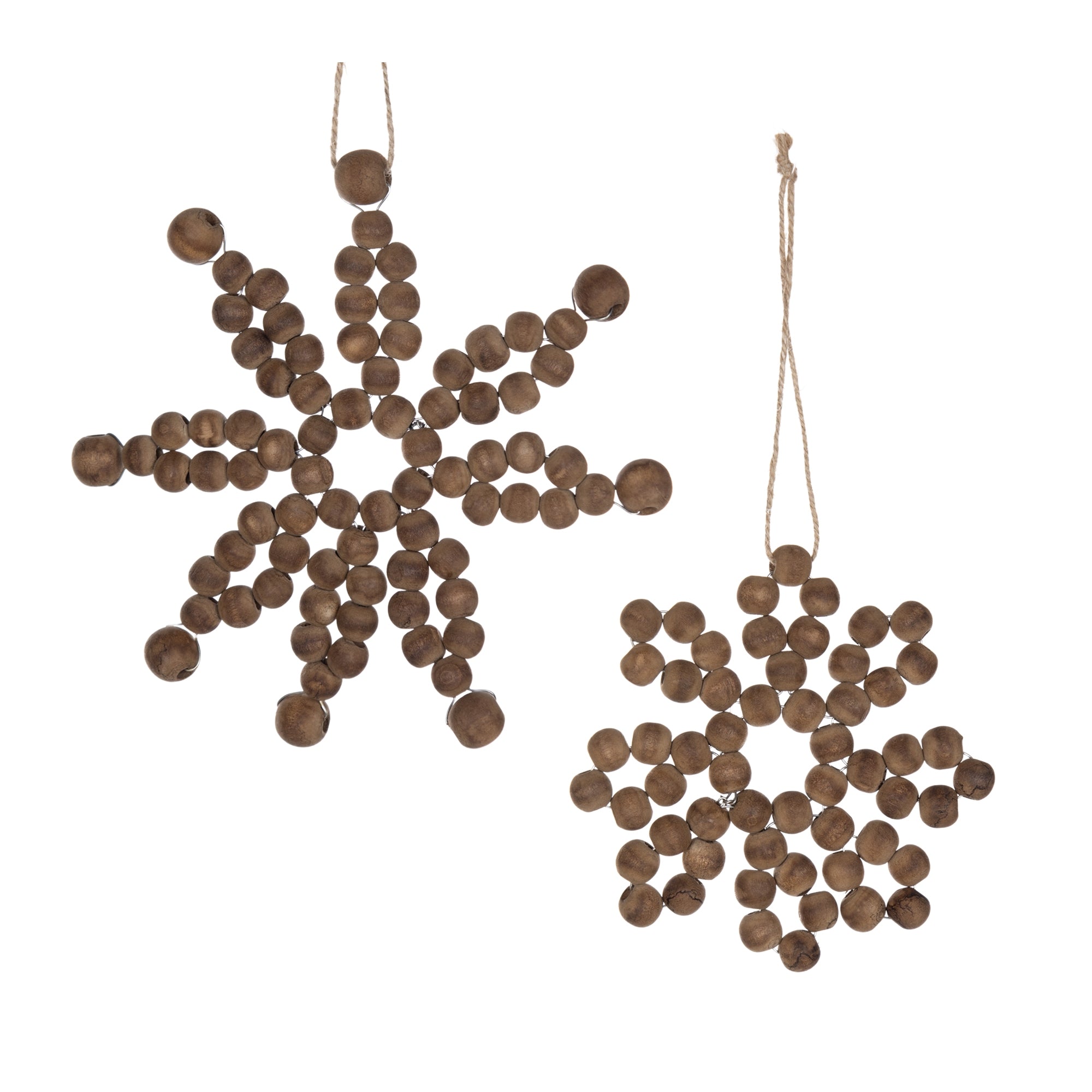 Snowflake Ornament (Set of 2) 4.75"D, 6.75"D Wood