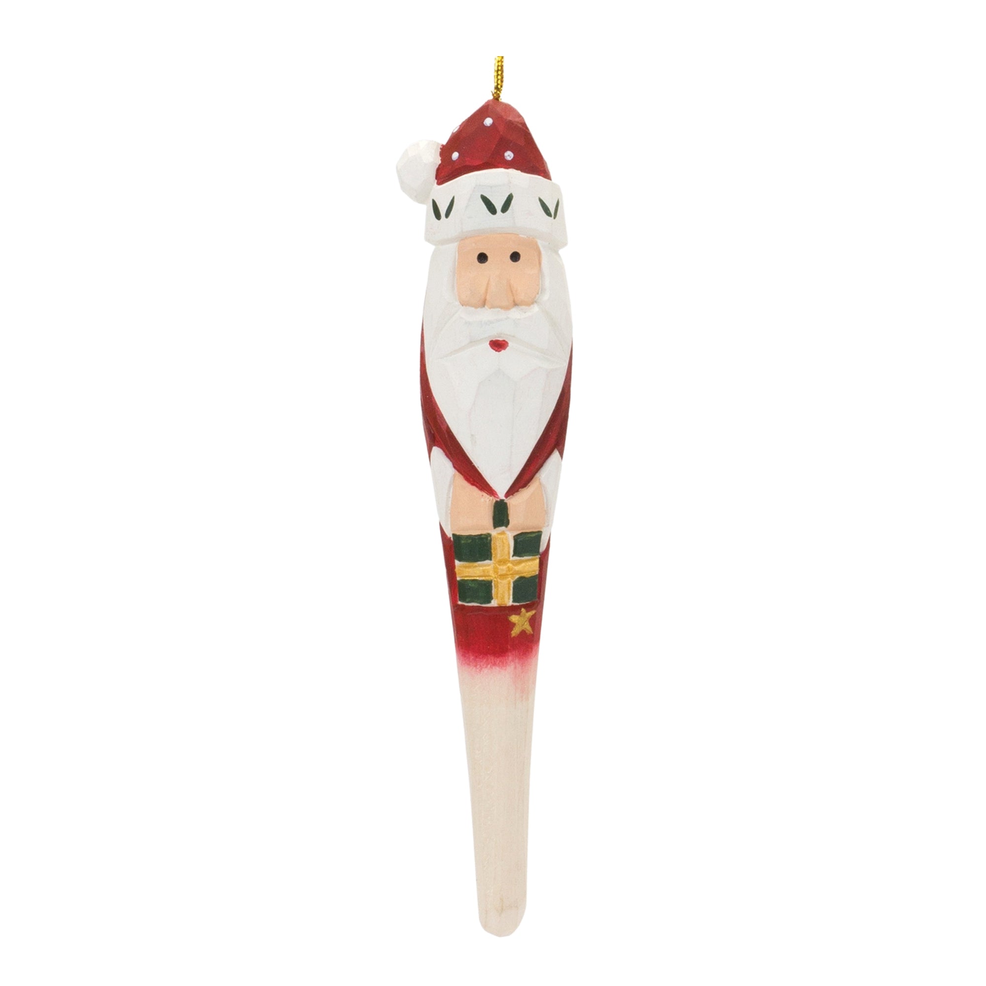 Santa Drop Ornament 7.25”H Wood